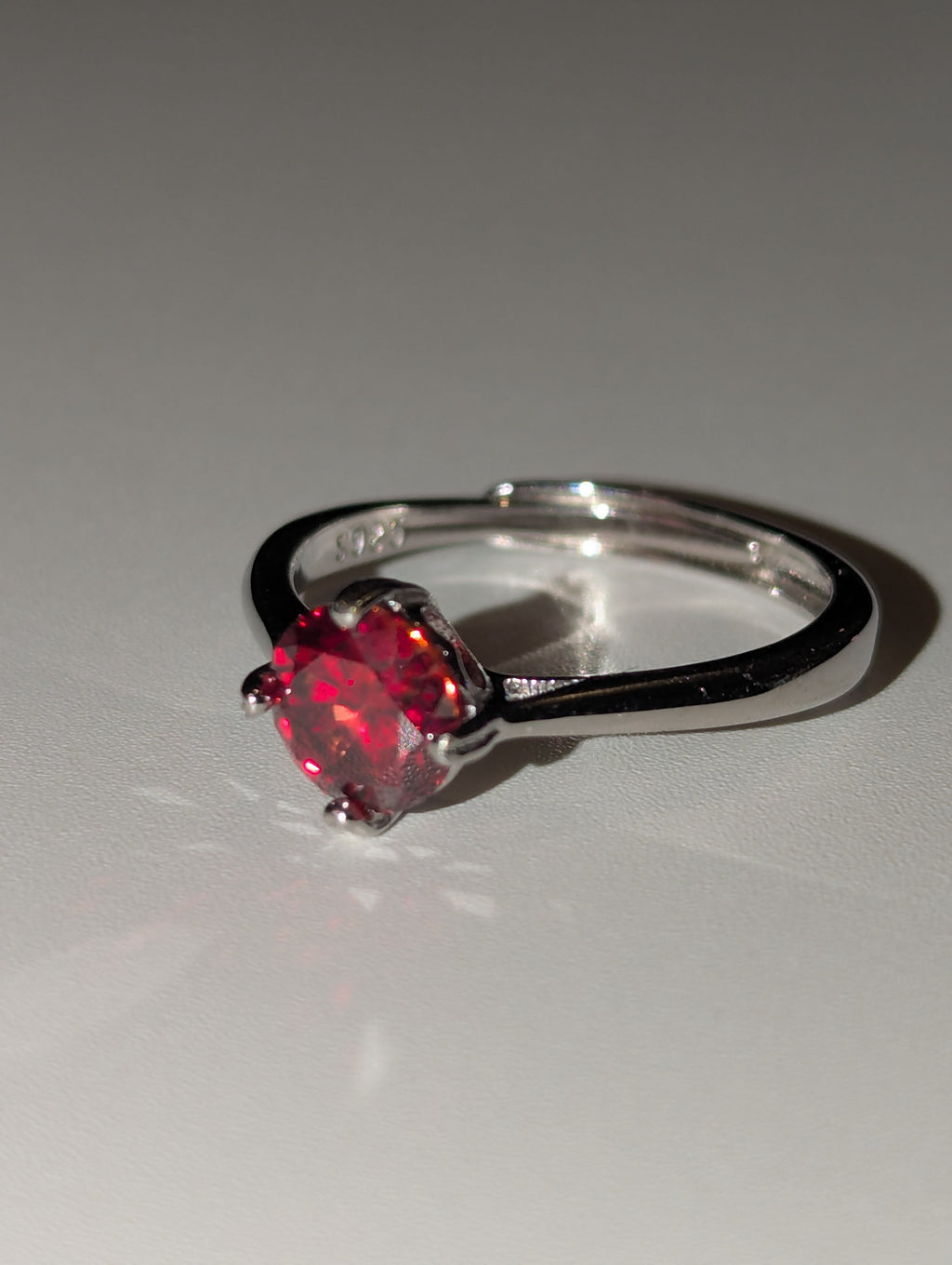 Red Moissanite diamond Adjustable ring