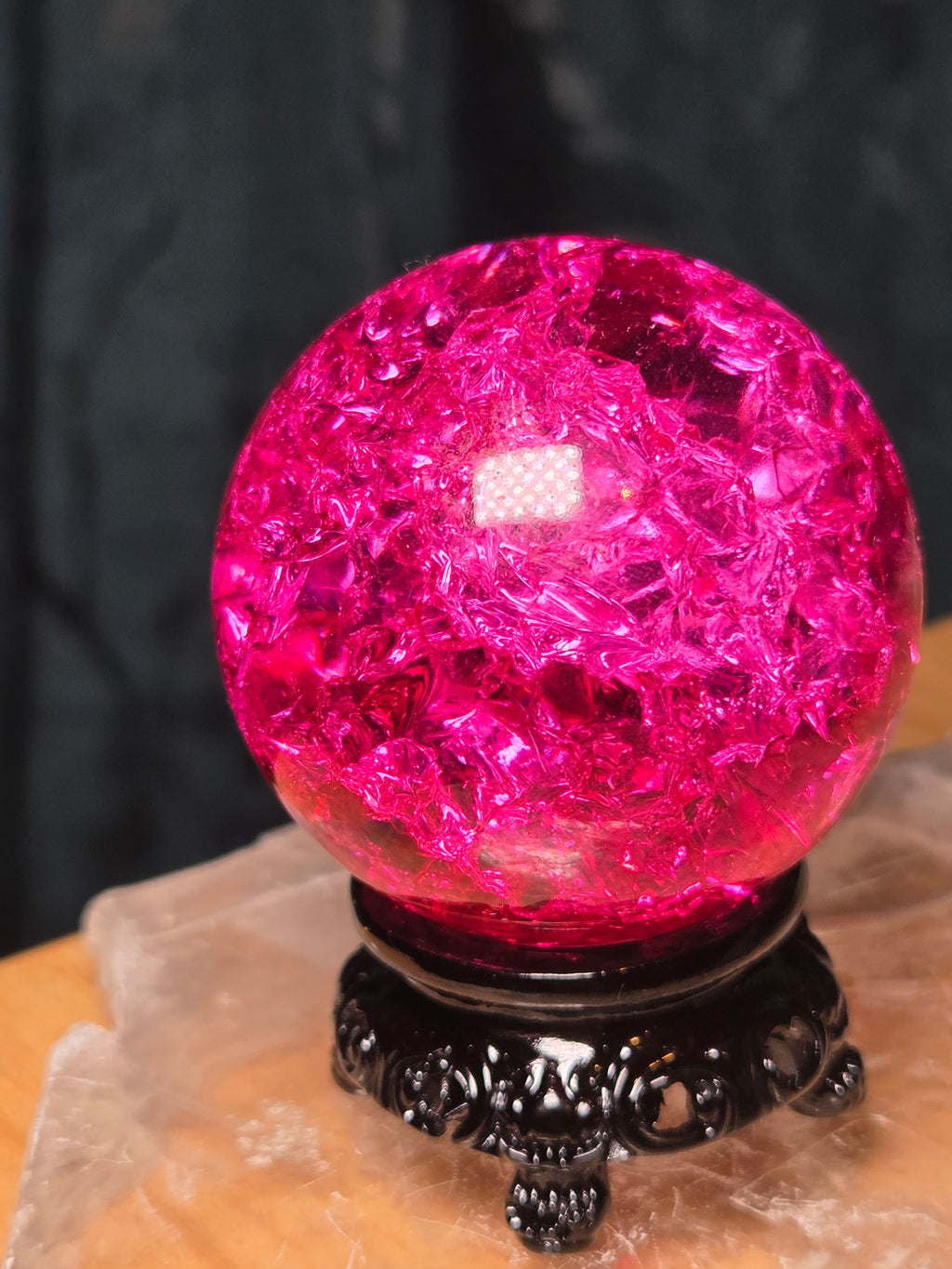 Pink Crackle Glass sphere