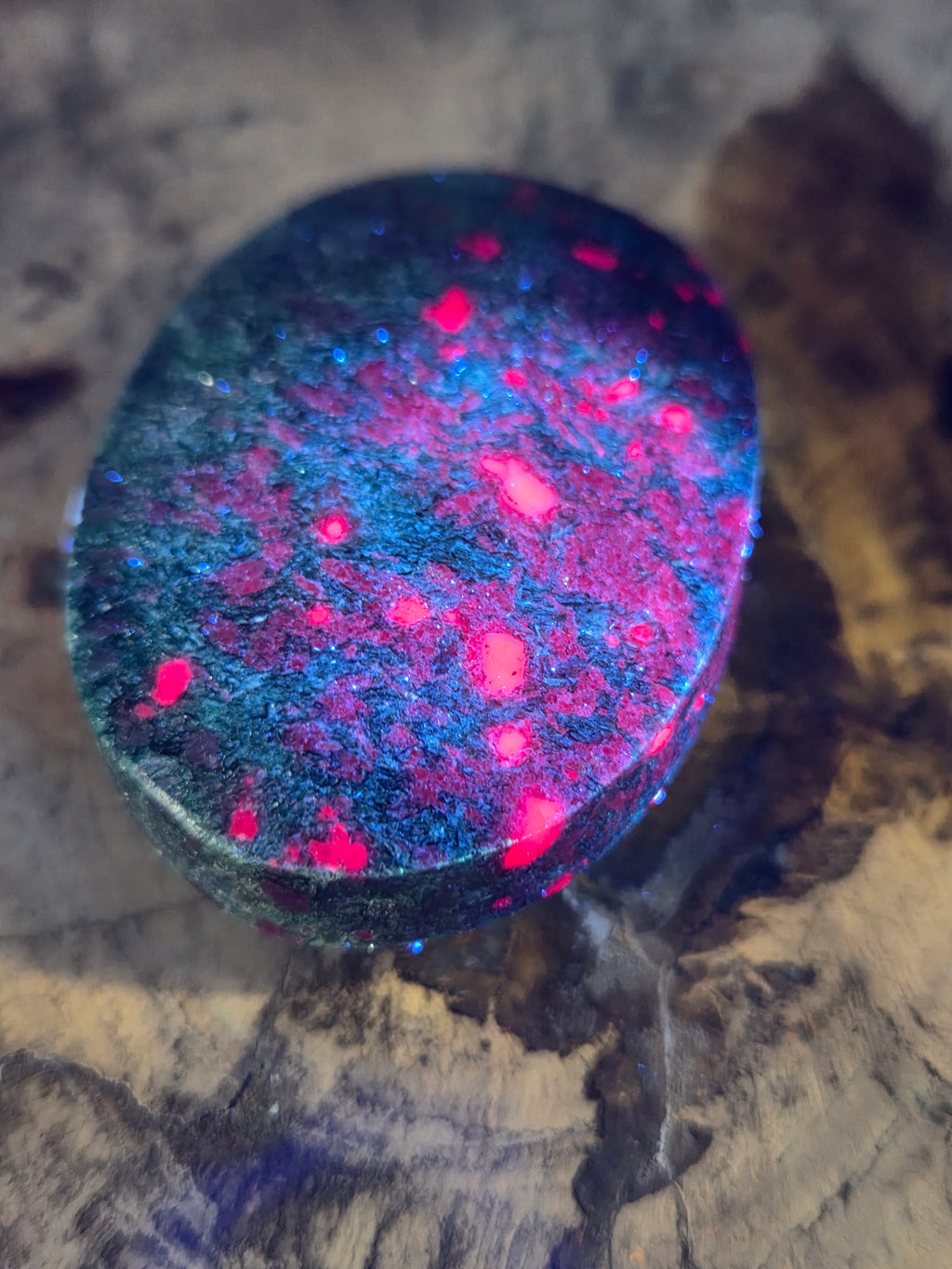 Ruby in kyanite crystal palm stone