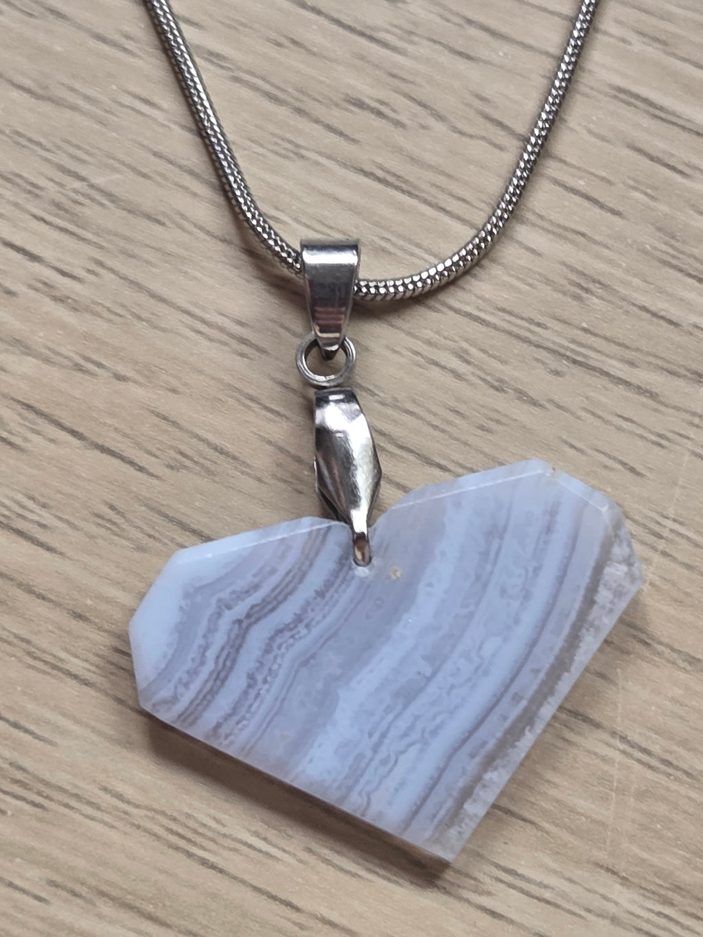 Blue lace  agate crystal handmade  necklace