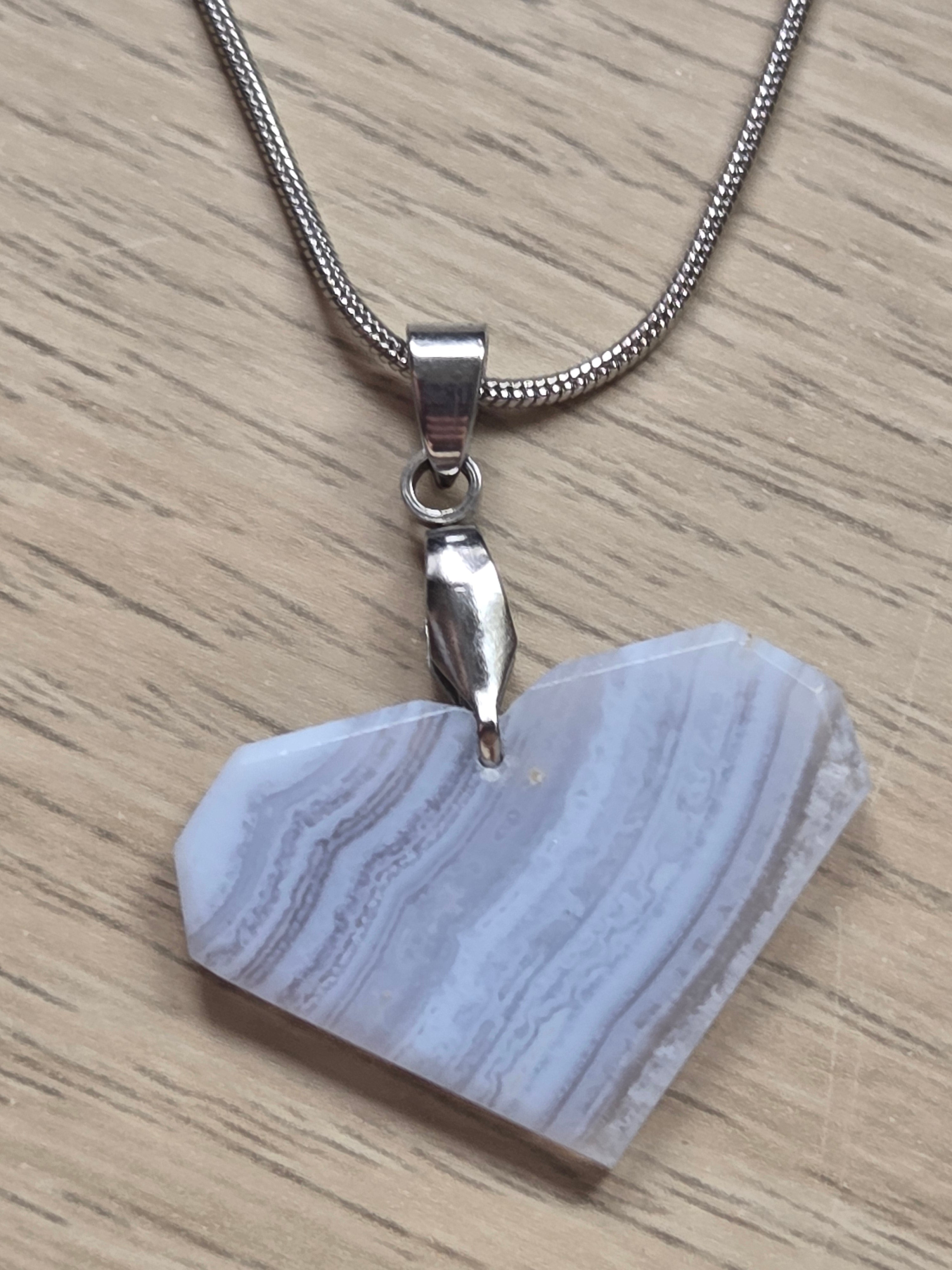 Blue lace  agate crystal handmade  necklace