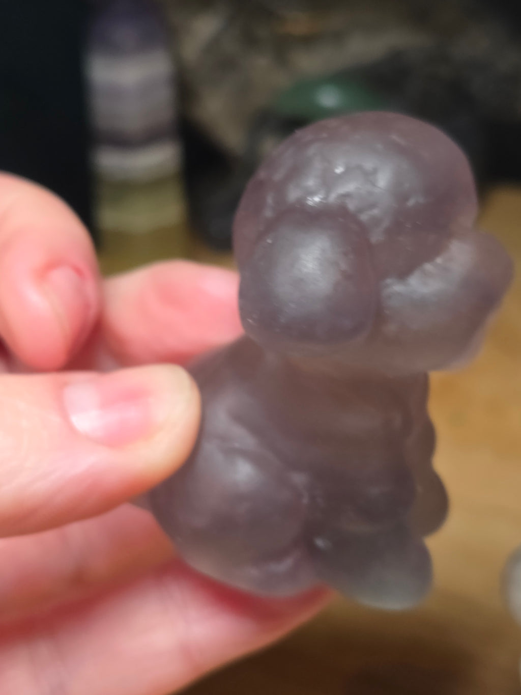 Flourite crystal teddy dog carving