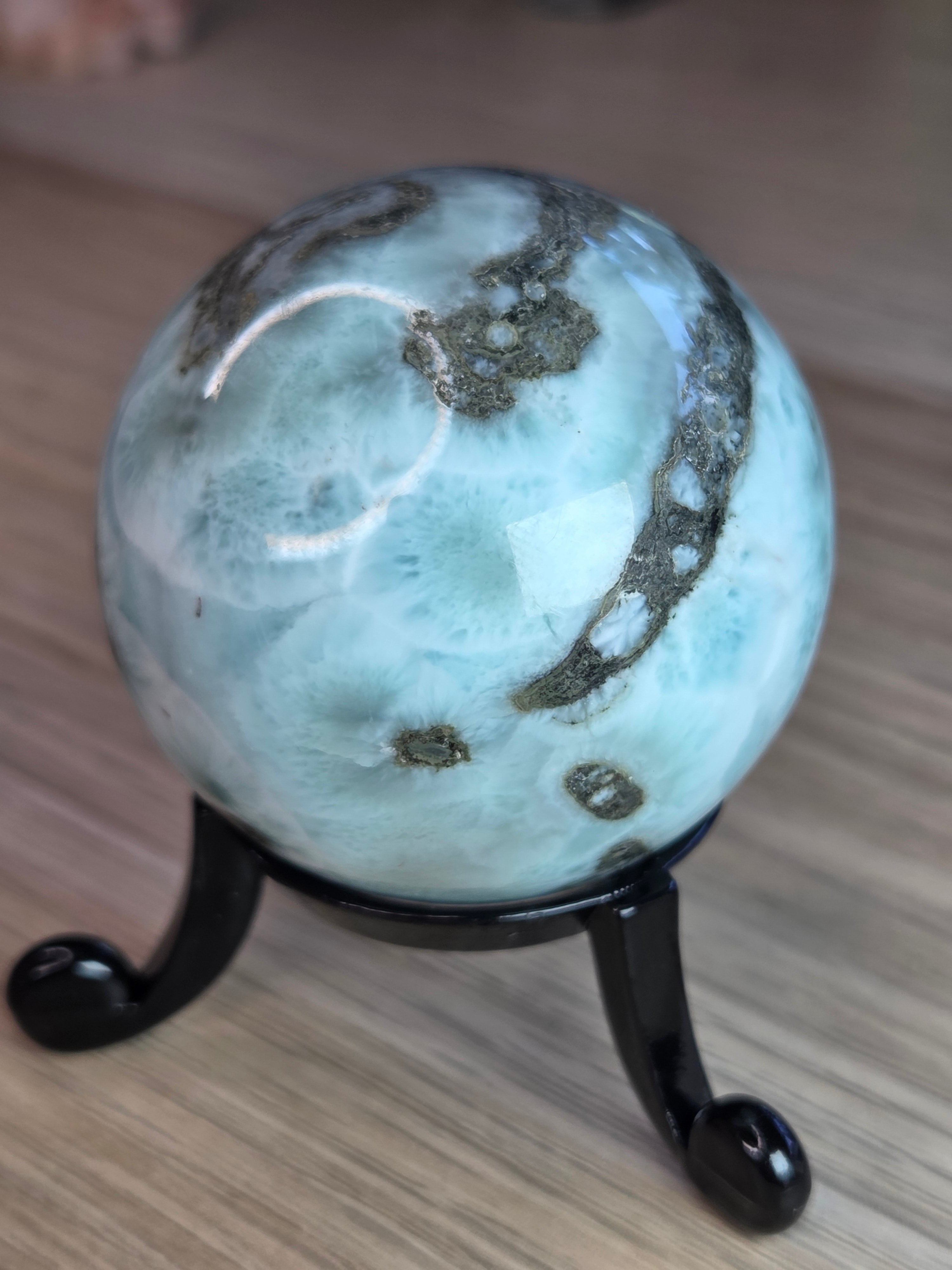 Larimar crystal sphere