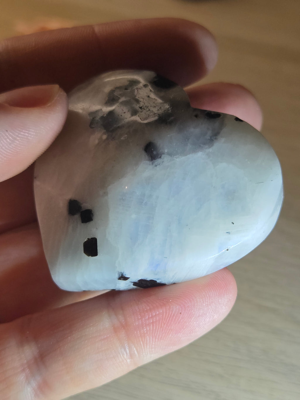 Rainbow moonstone crystal heart carving