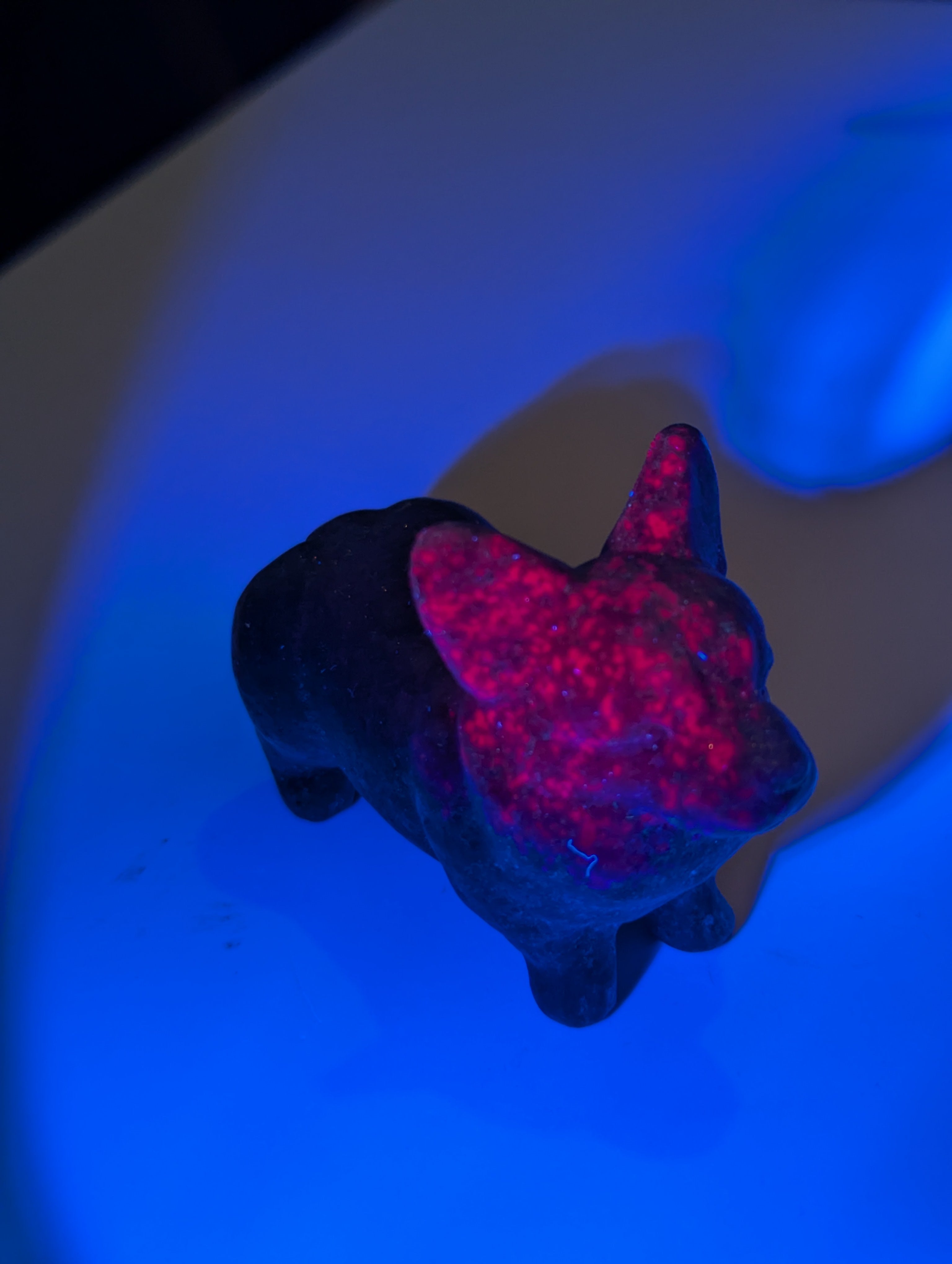 Corgi dog crystal ruby in frushite carving