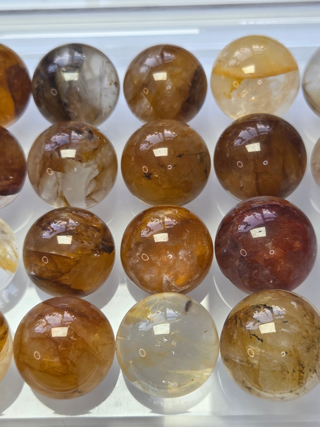 Golden healer and fire quartz crystal mini spheres