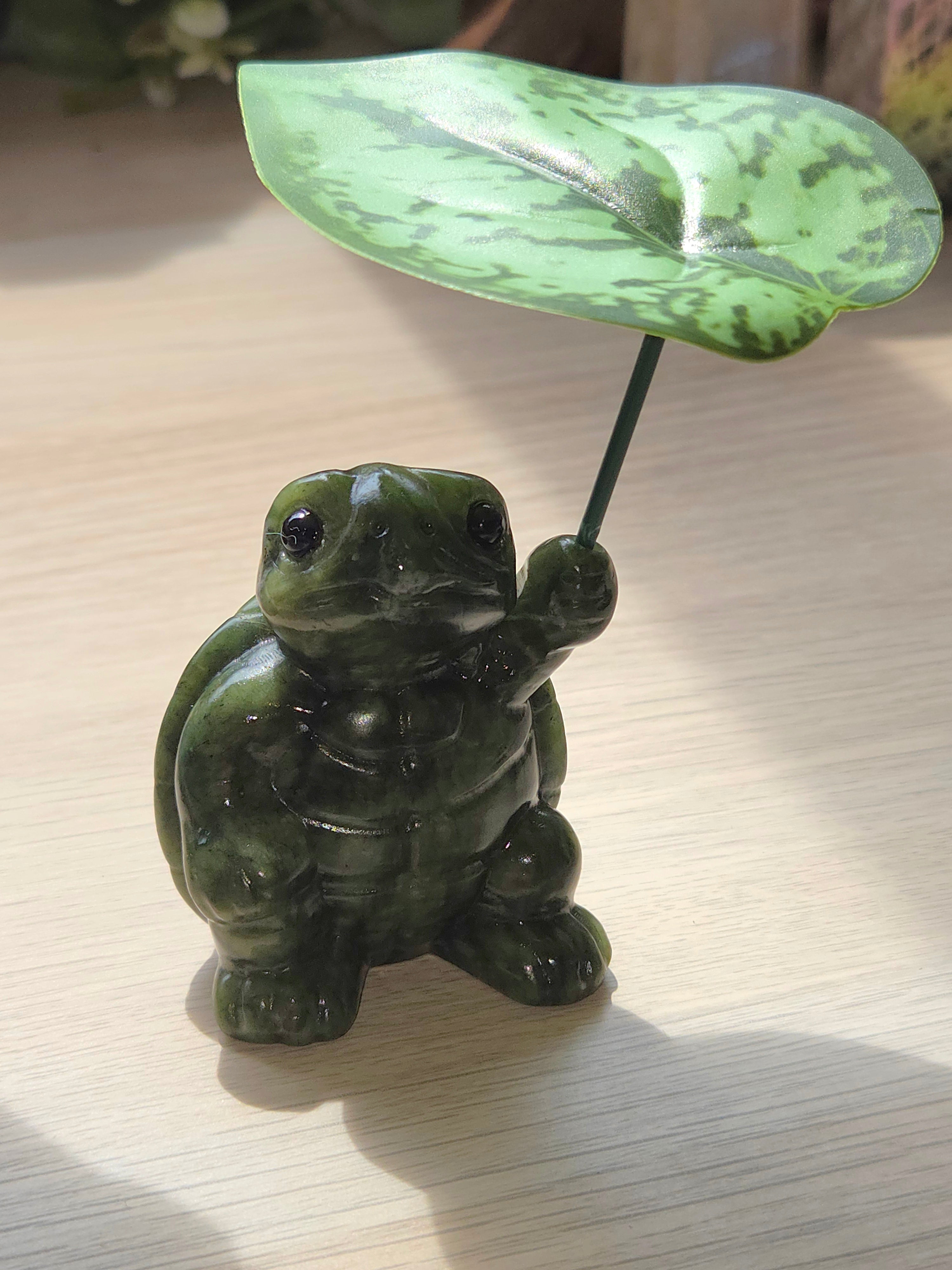 Green jade crystal Turtle carving