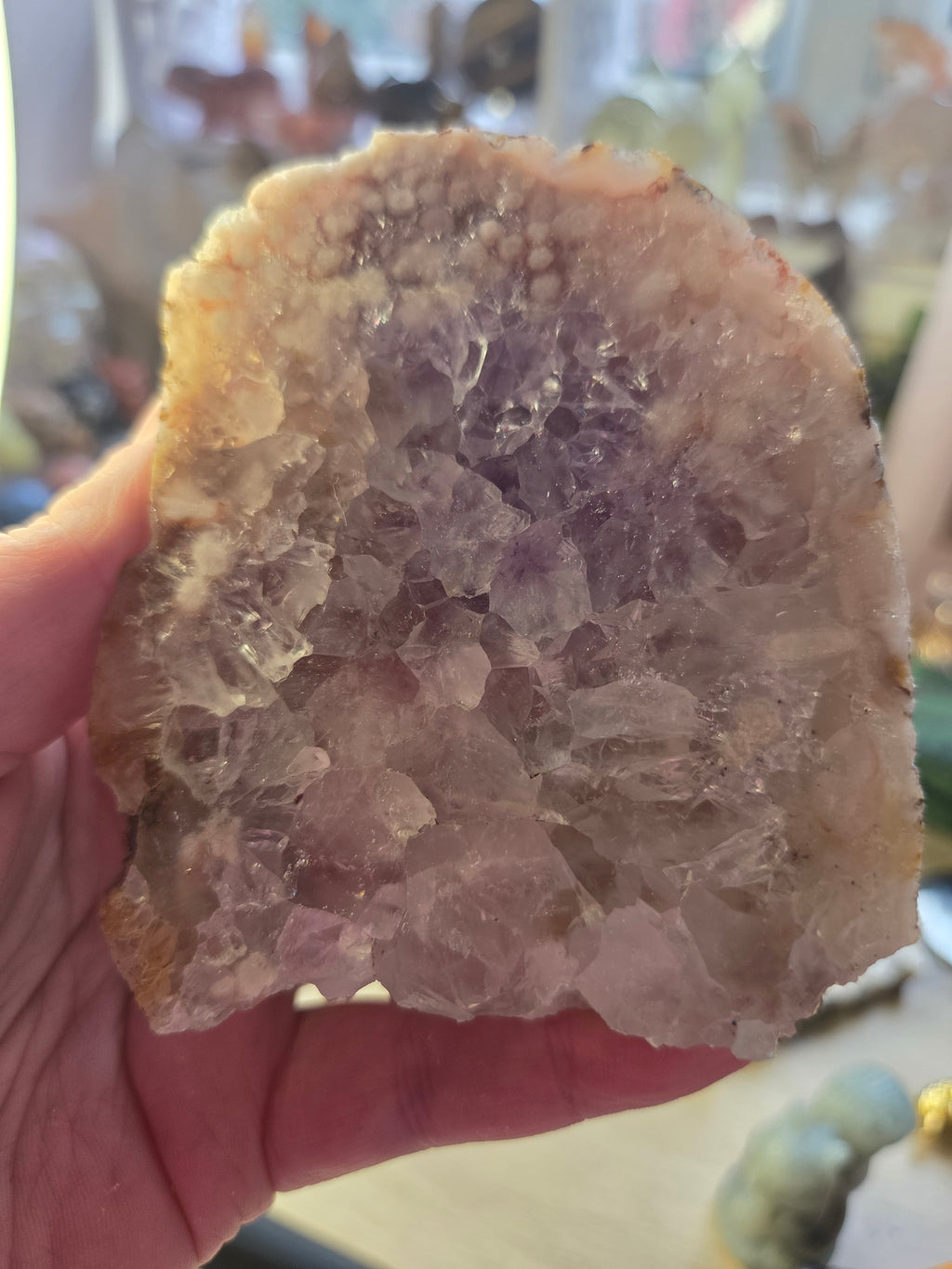Pink amethyst crystal slice