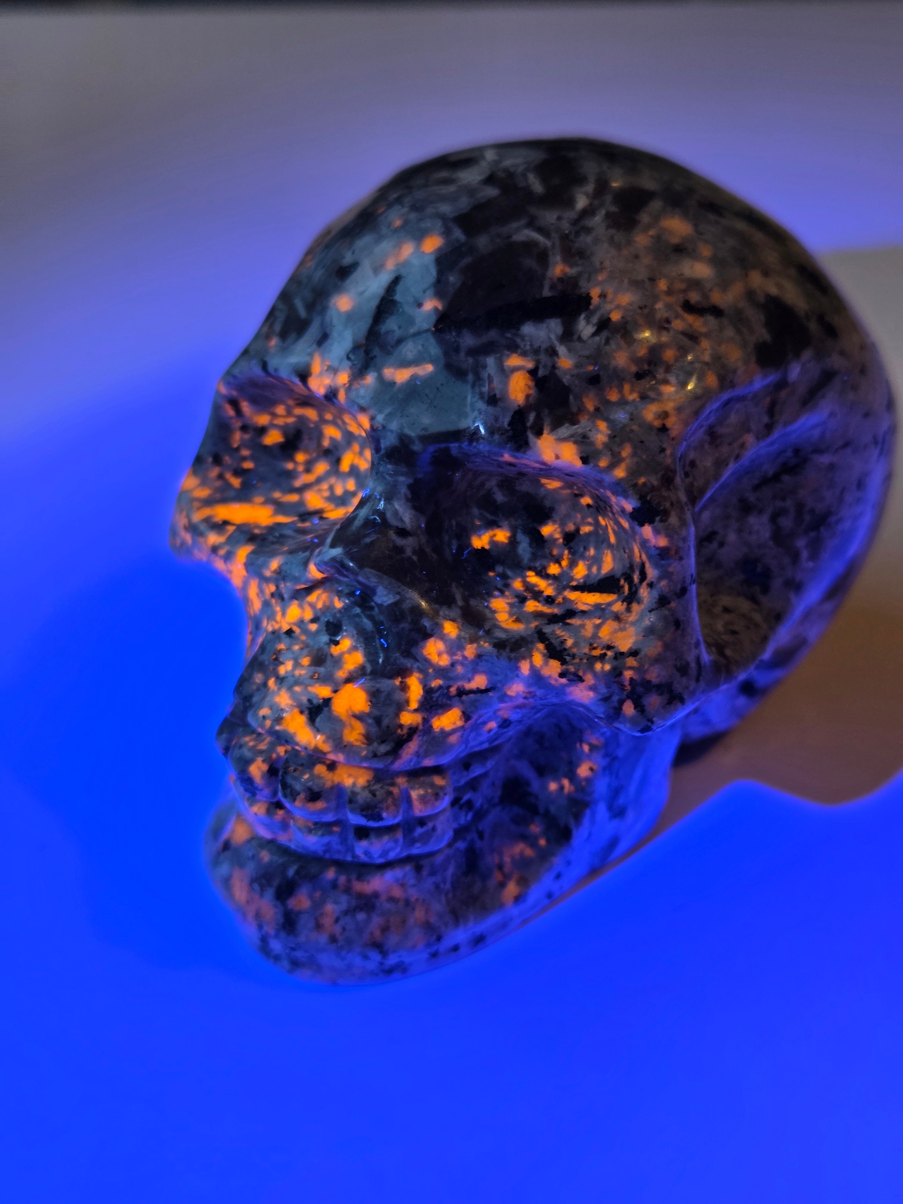 Yooperlite crystal skull carving