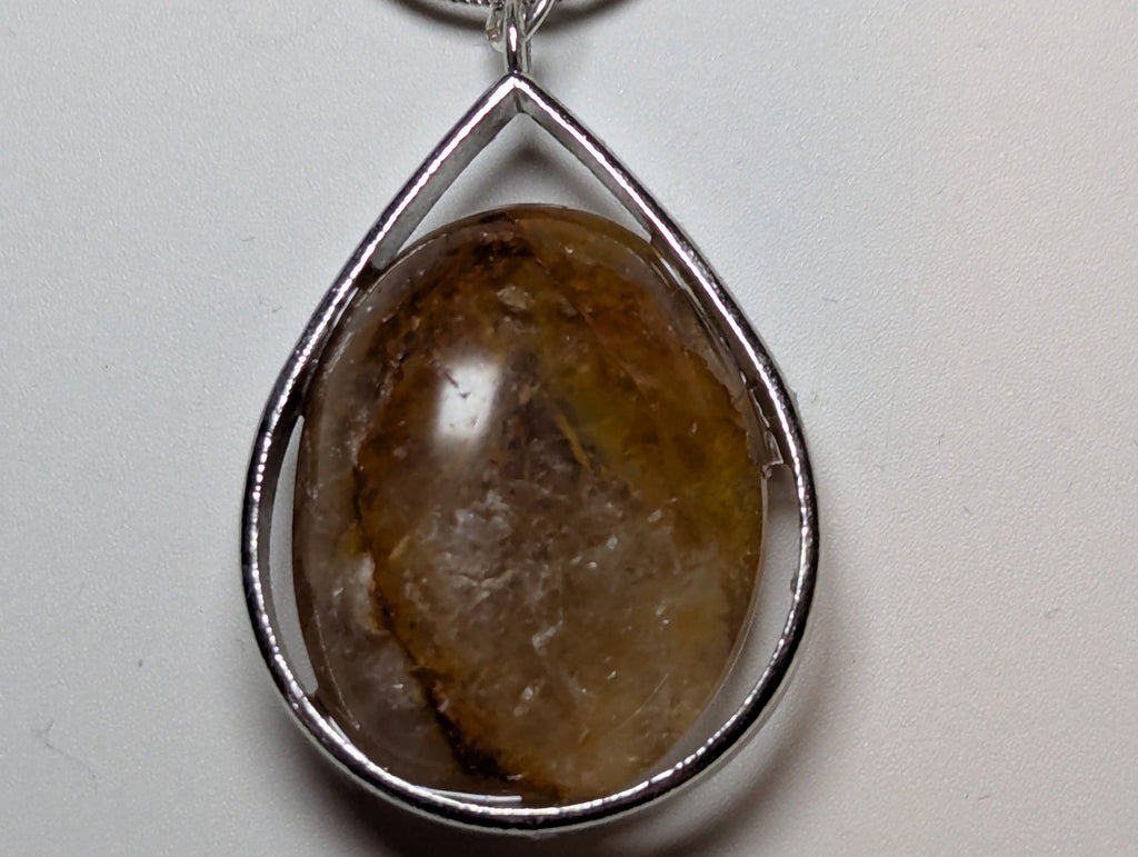 Fire quartz crystal handmade necklace