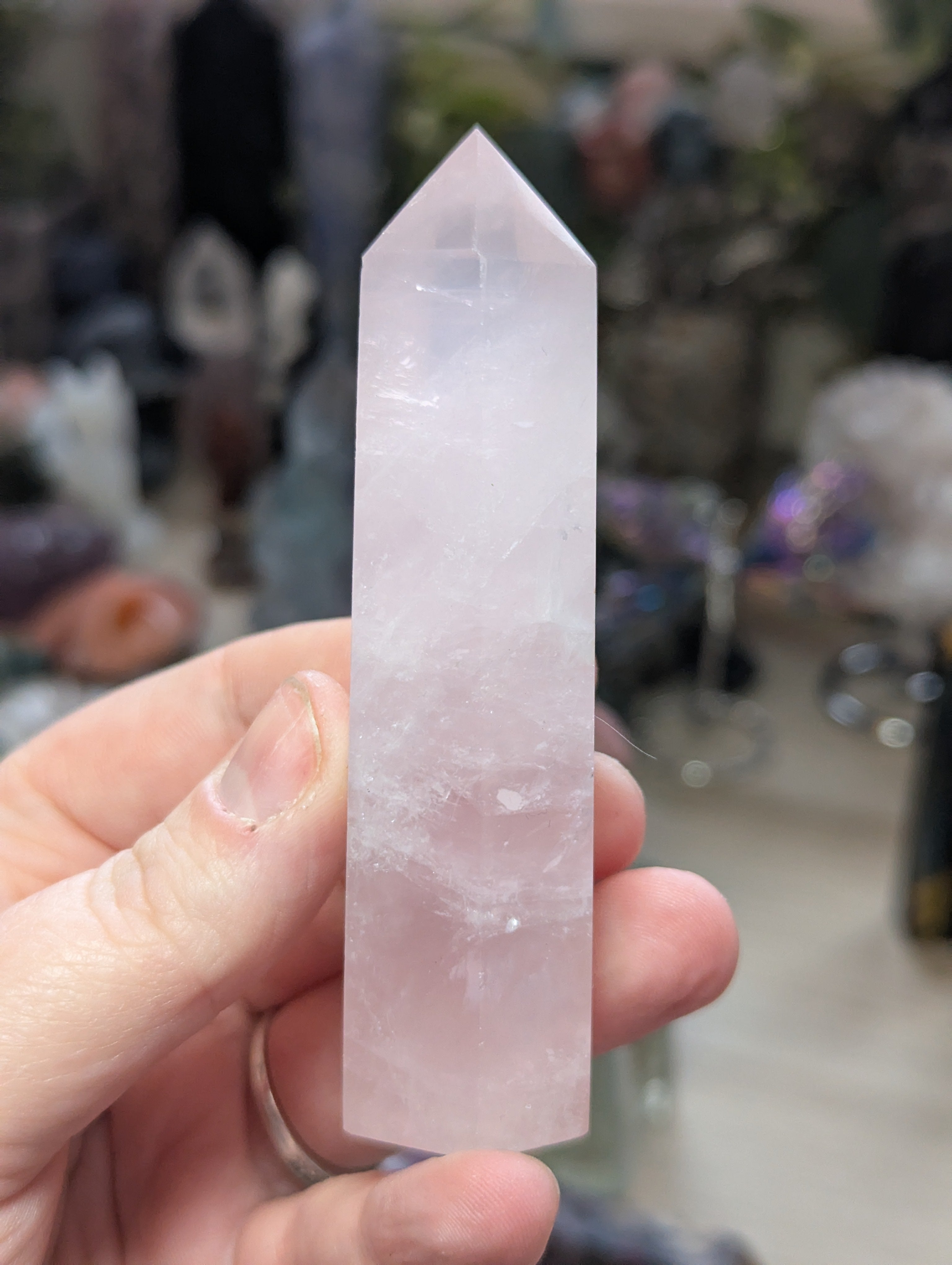 Rose quartz crystal tower