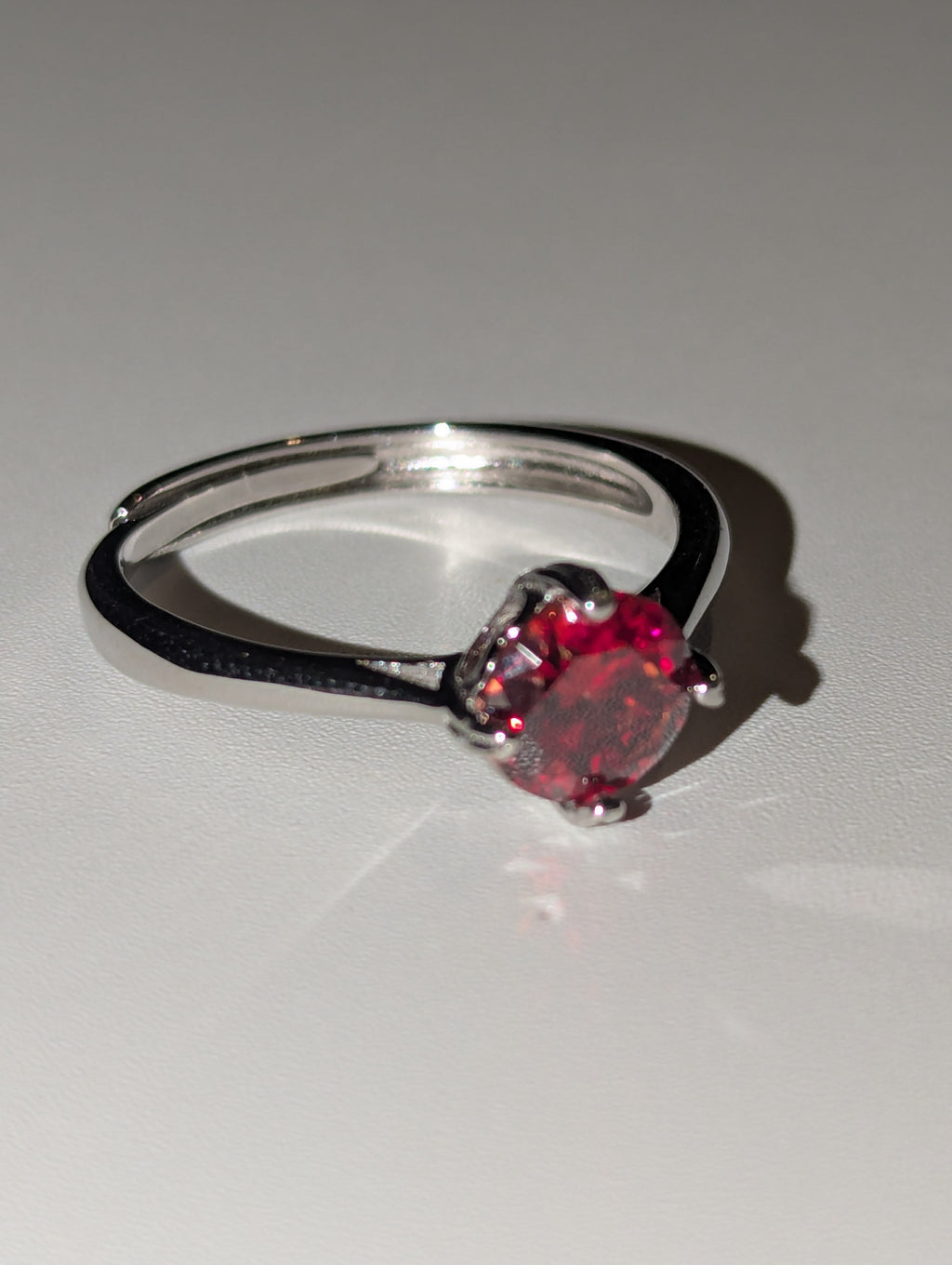 Red Moissanite diamond Adjustable ring