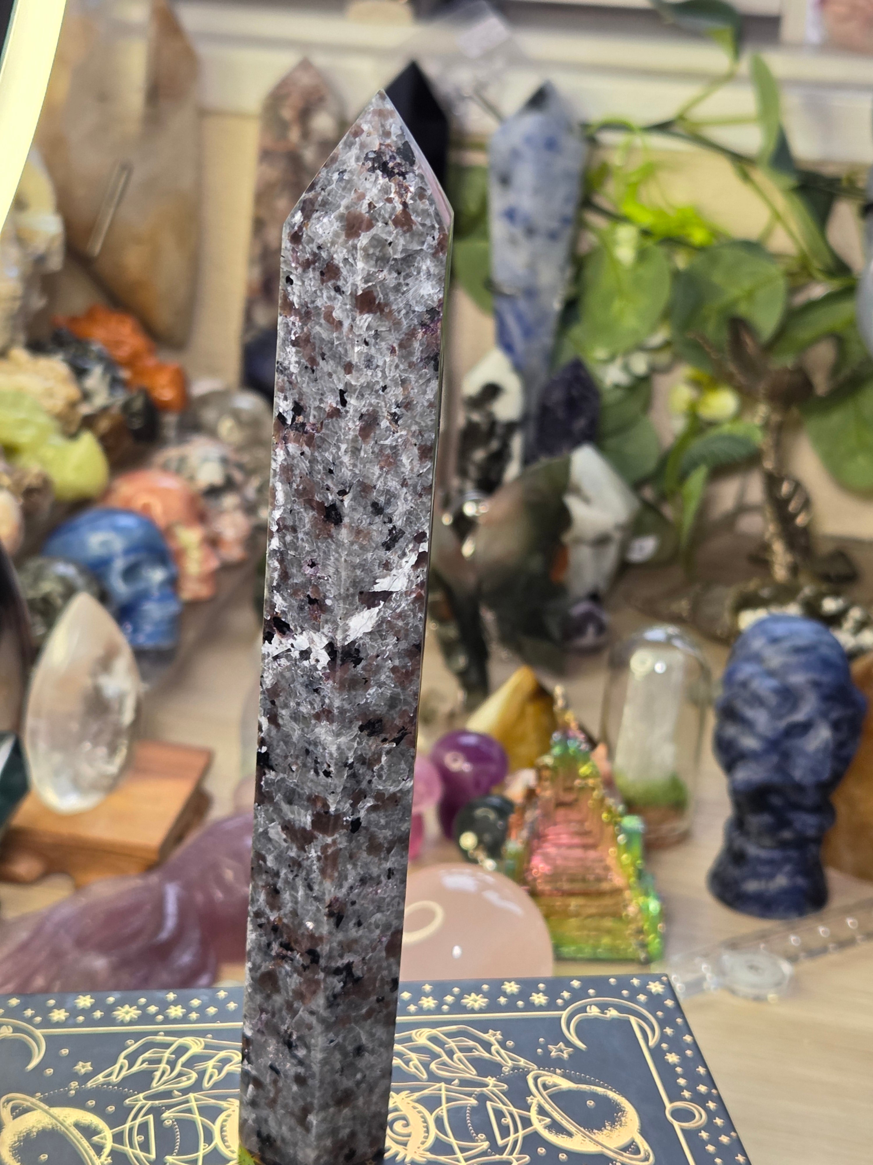 Large Yooperlite crystal tower with orange Uv