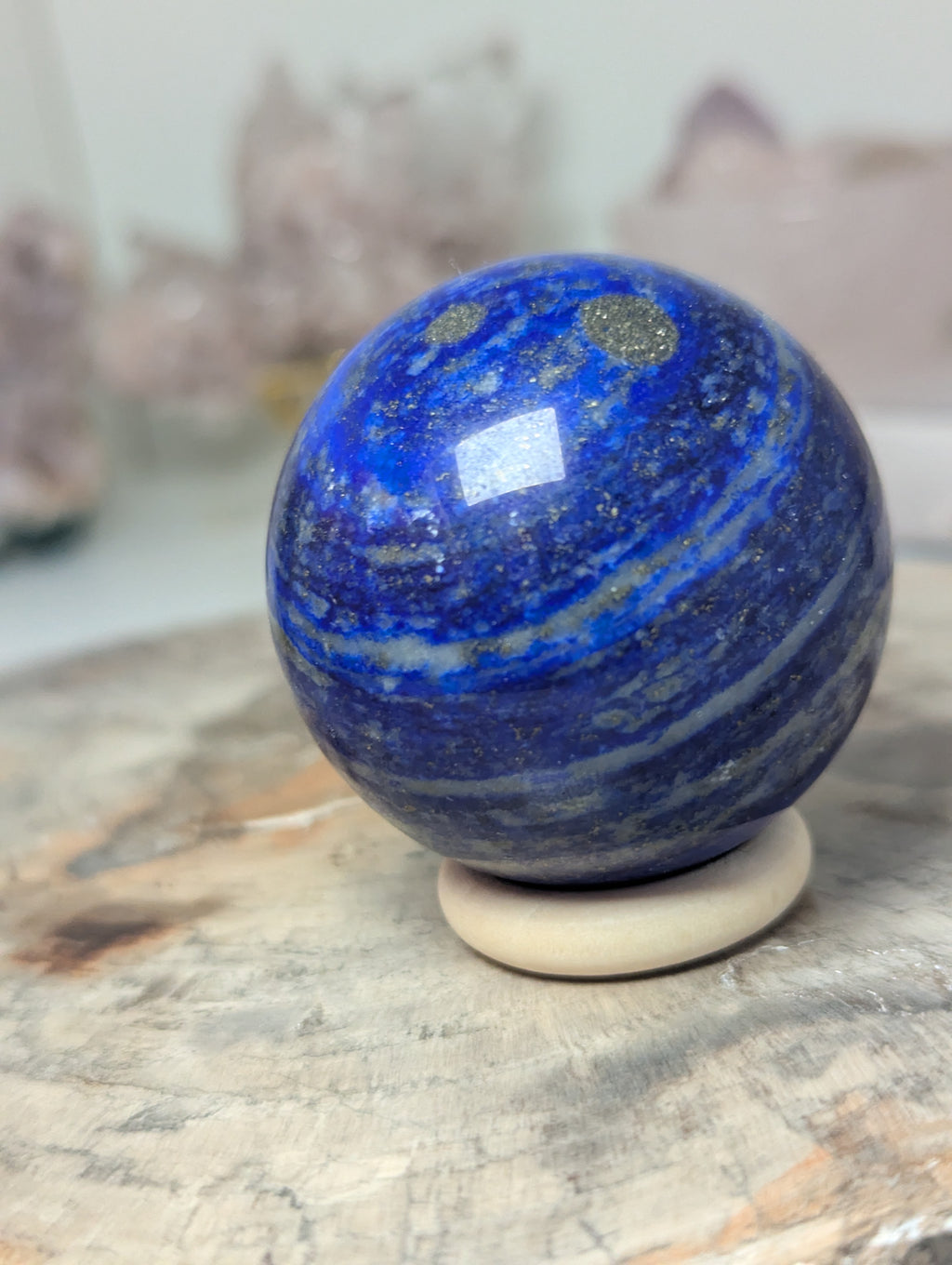 Lapis lazuli crystal sphere