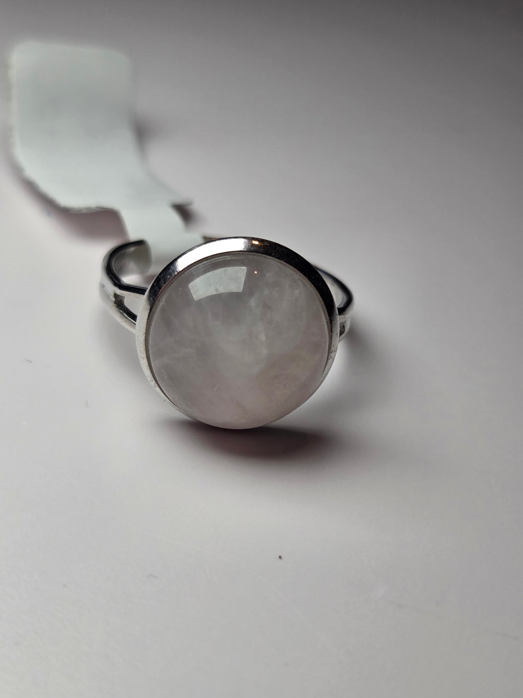 Handmade clear quartz crystal adjustable ring - Alloy