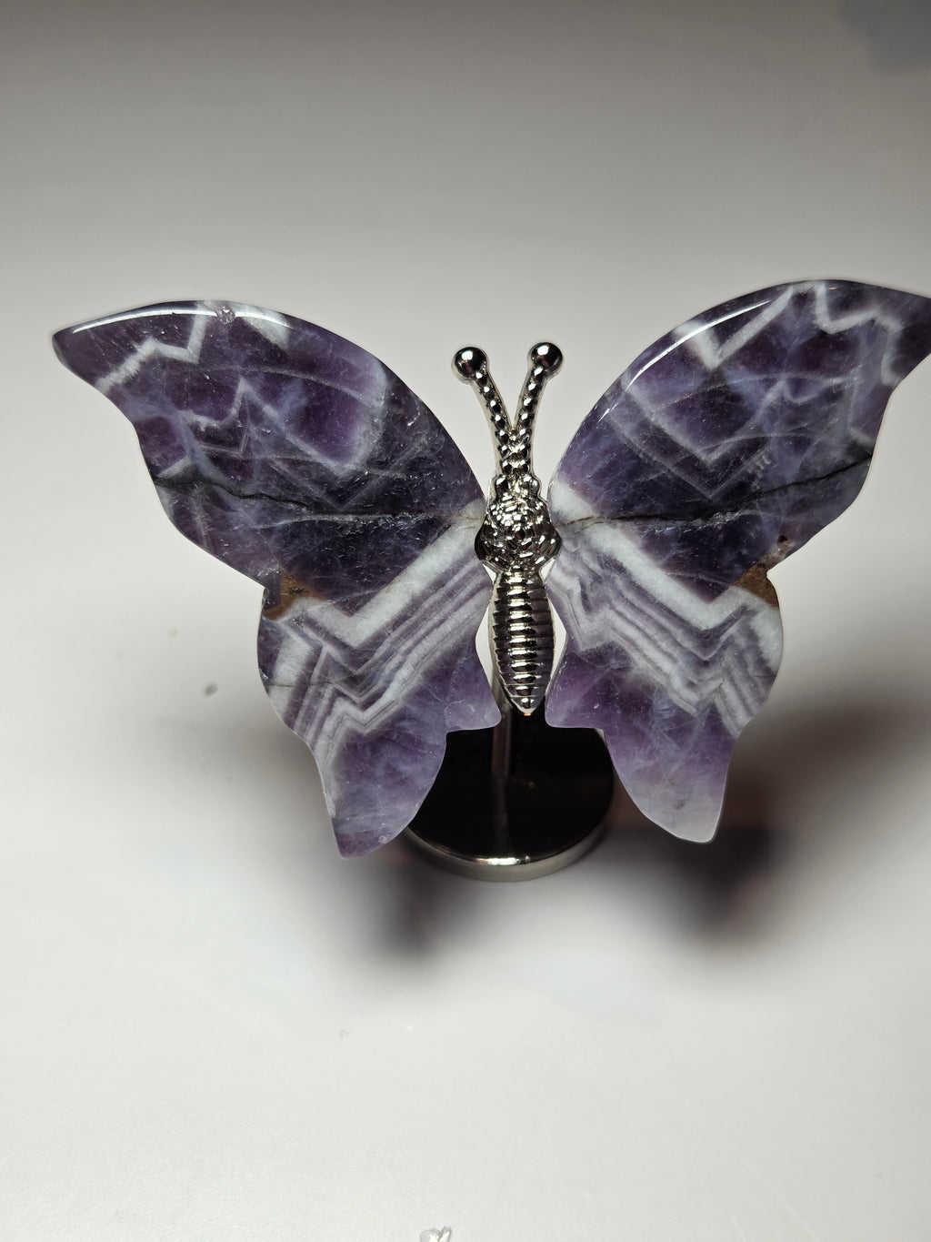 Dream Amethyst crystal butterfly on stand