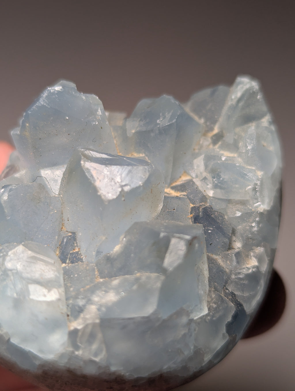 Blue calcite crystal Egg carving