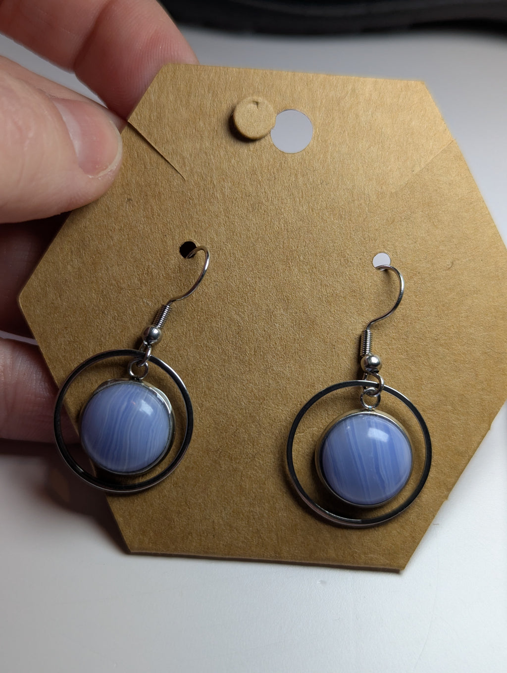 Blue lace agate crystal earrings