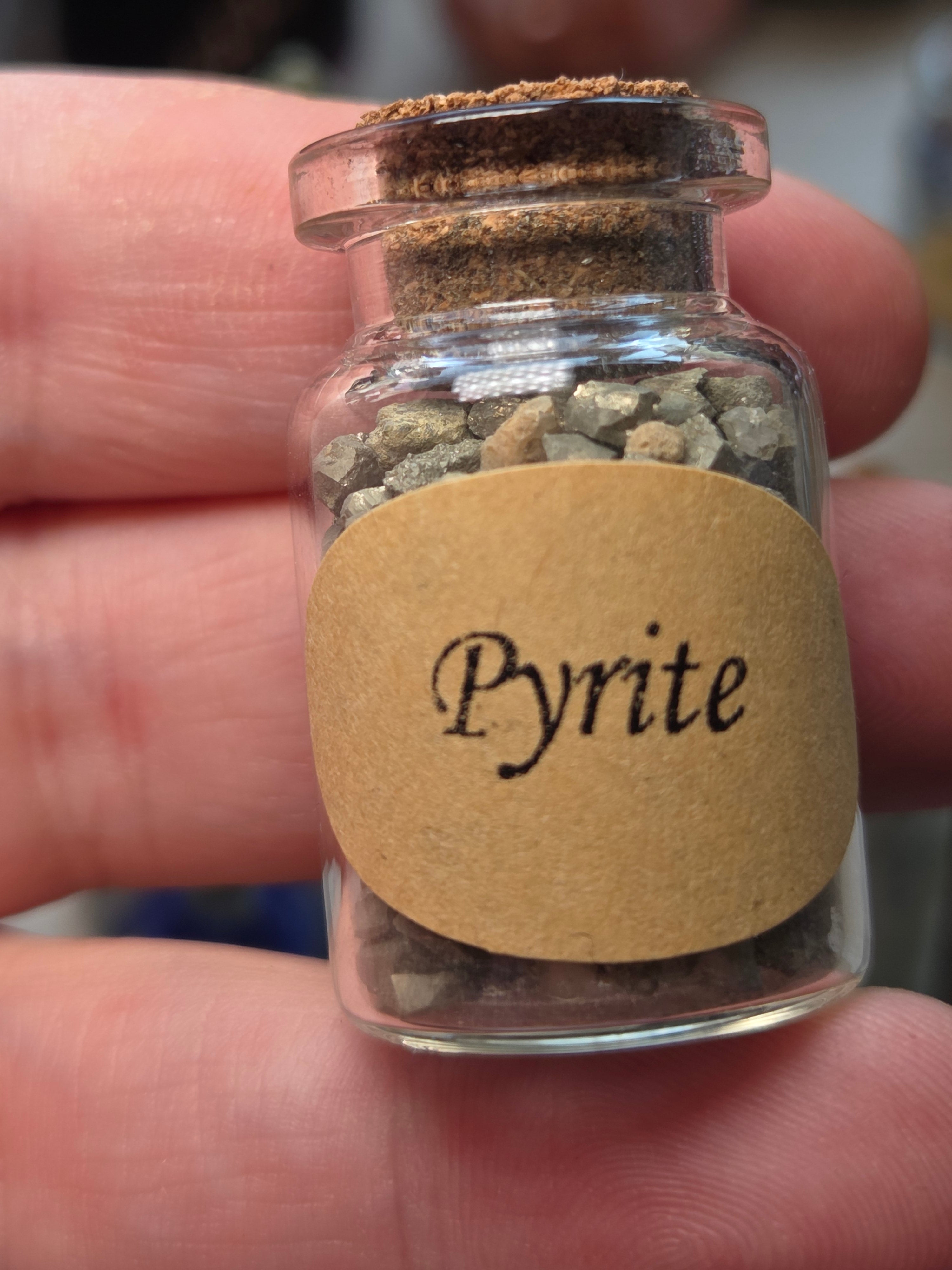 Crystal chips in glass jar