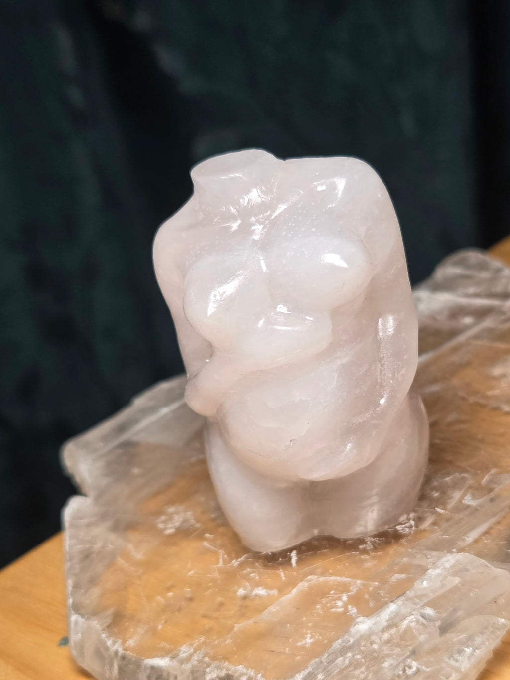 Clear quartz crystal pregnant body carving
