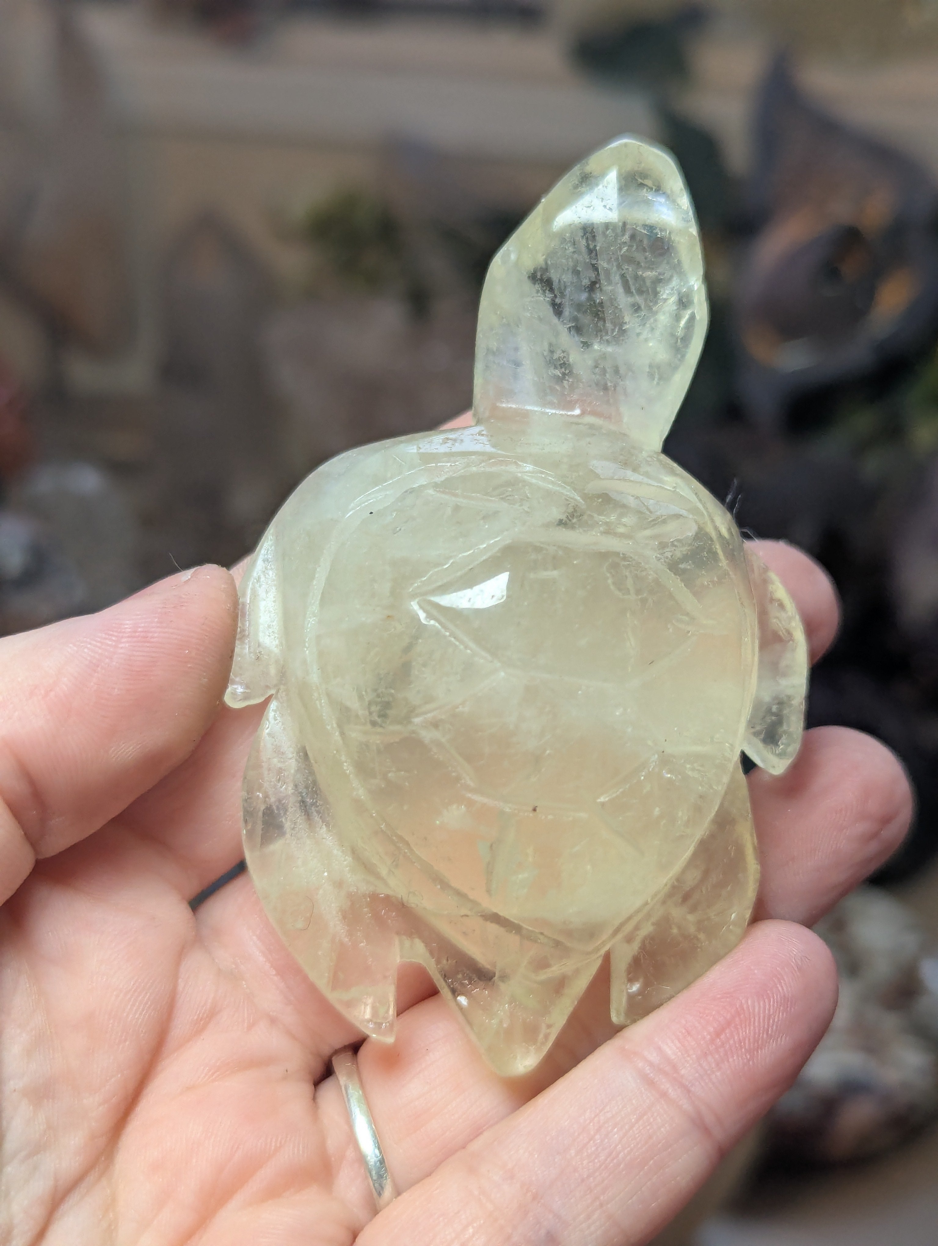 Citrine crystal turtle carving