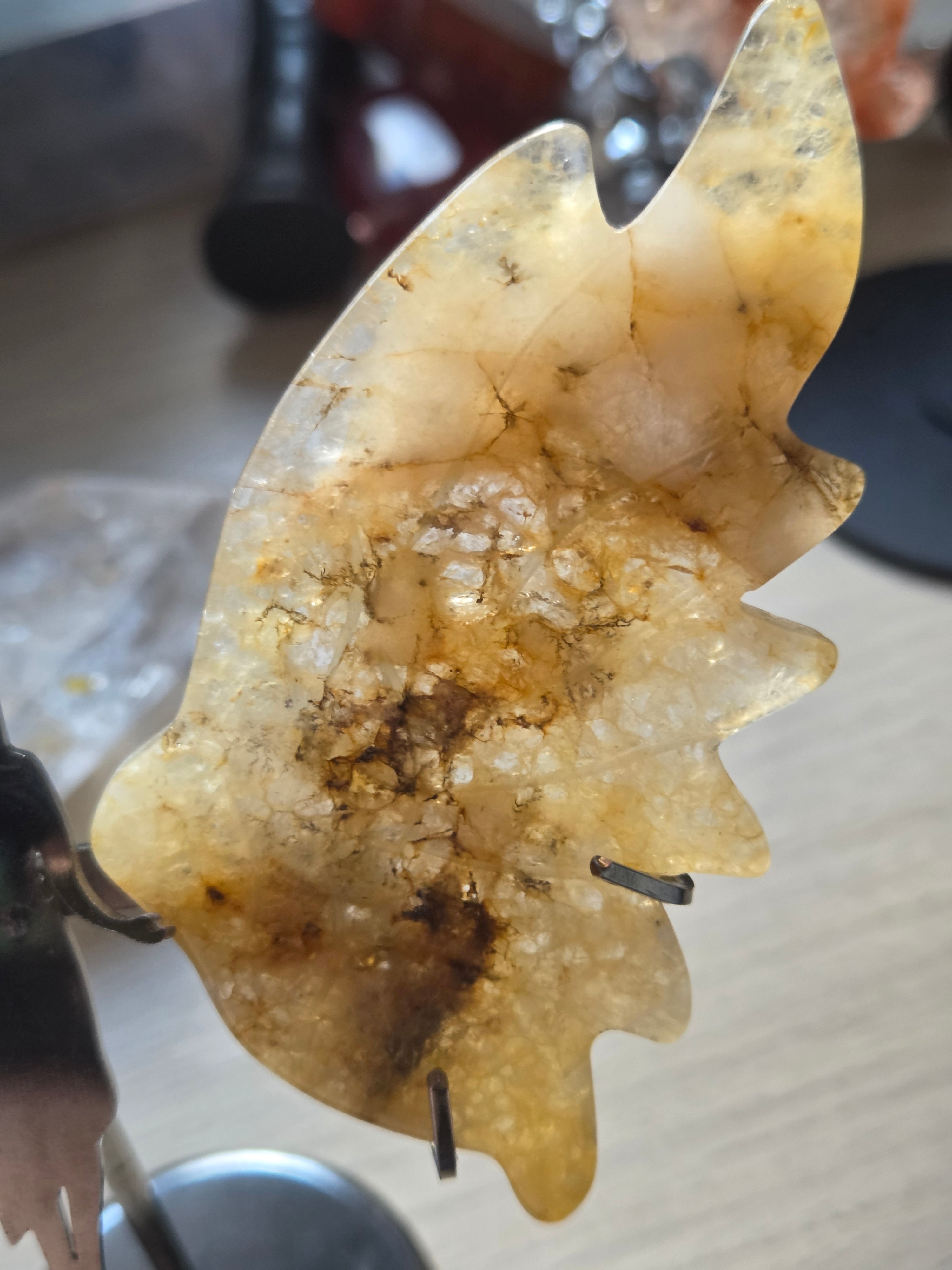 Dendritic with golden healer crystal  angel carving