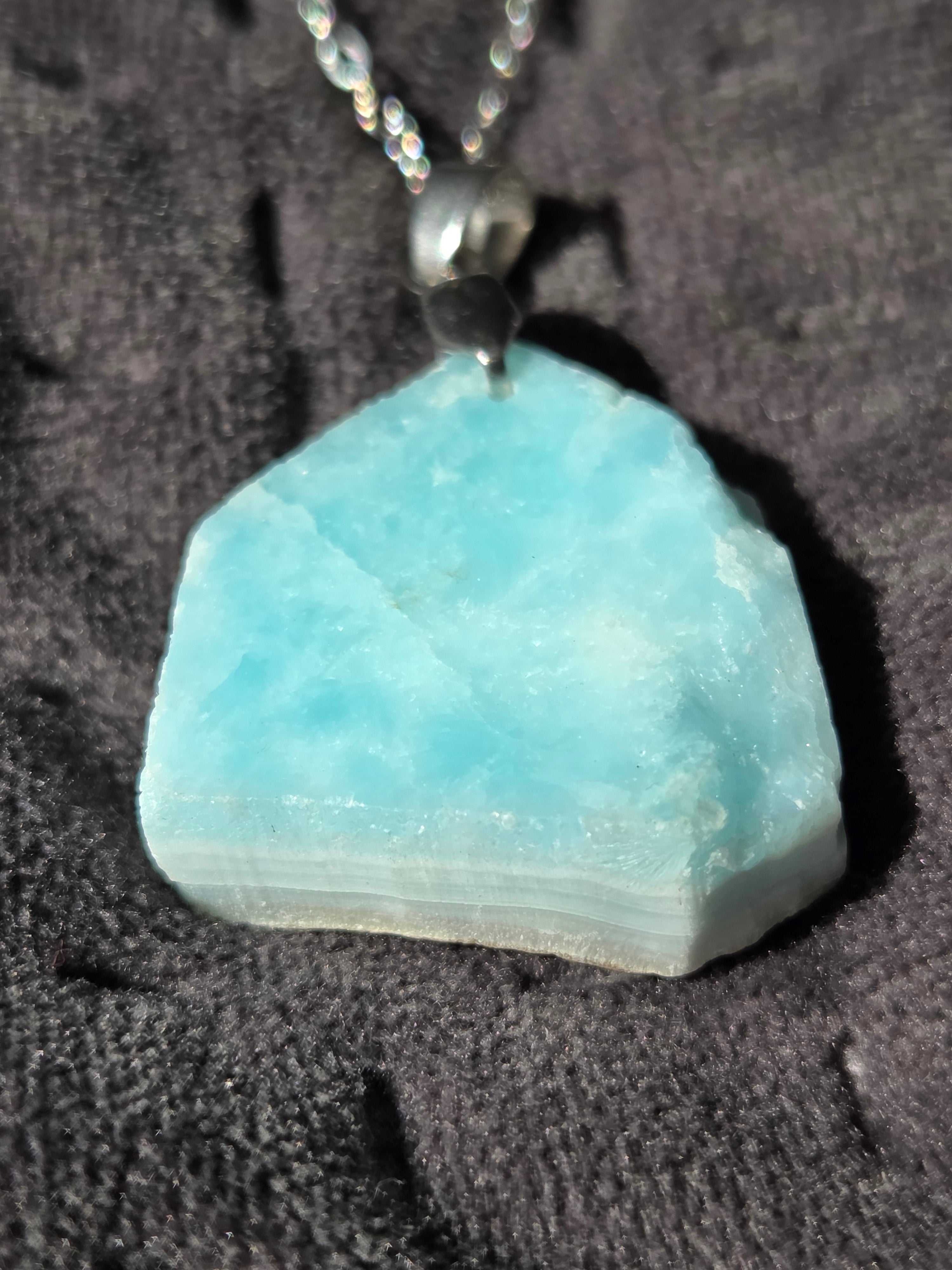 Raw larimar crystal handmade necklace