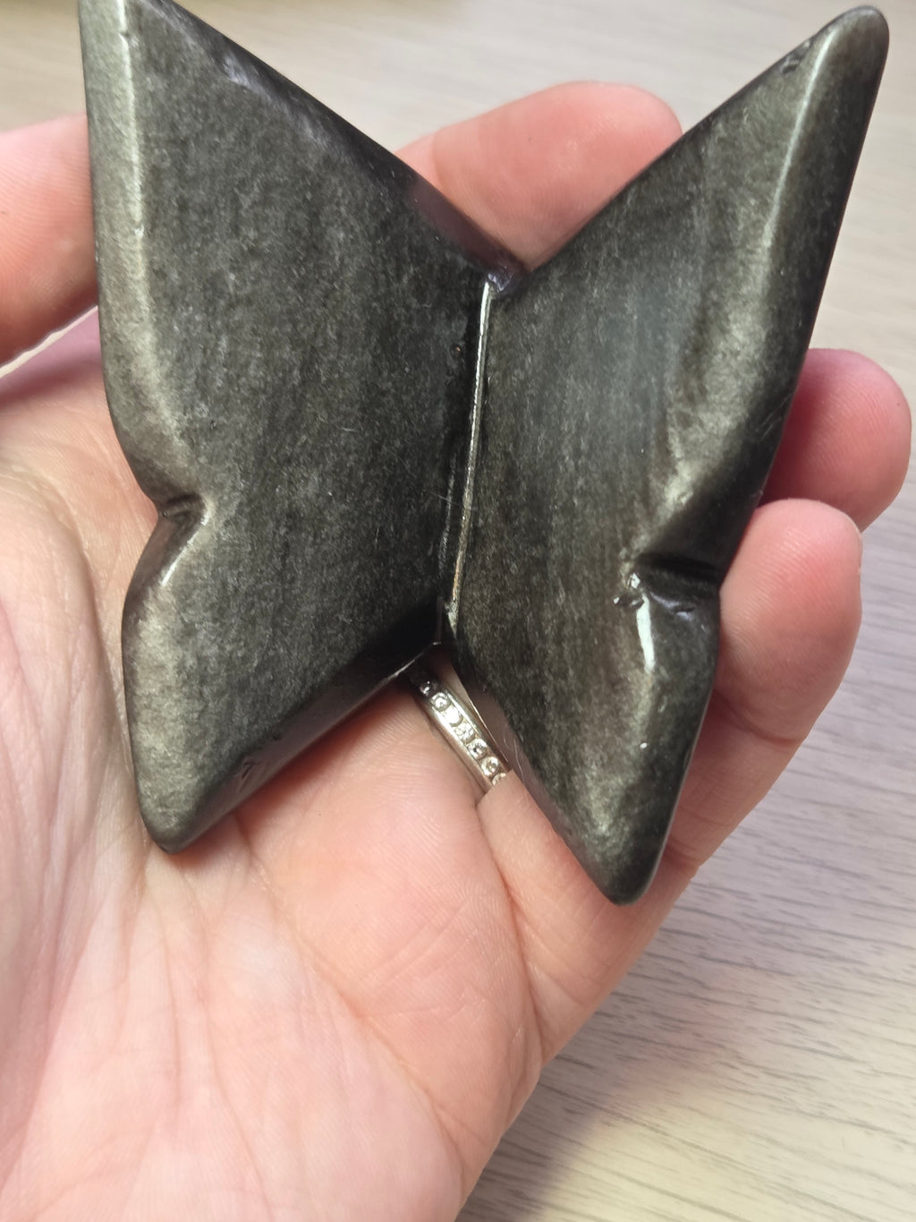 Silver sheen obsidian crystal butterfly