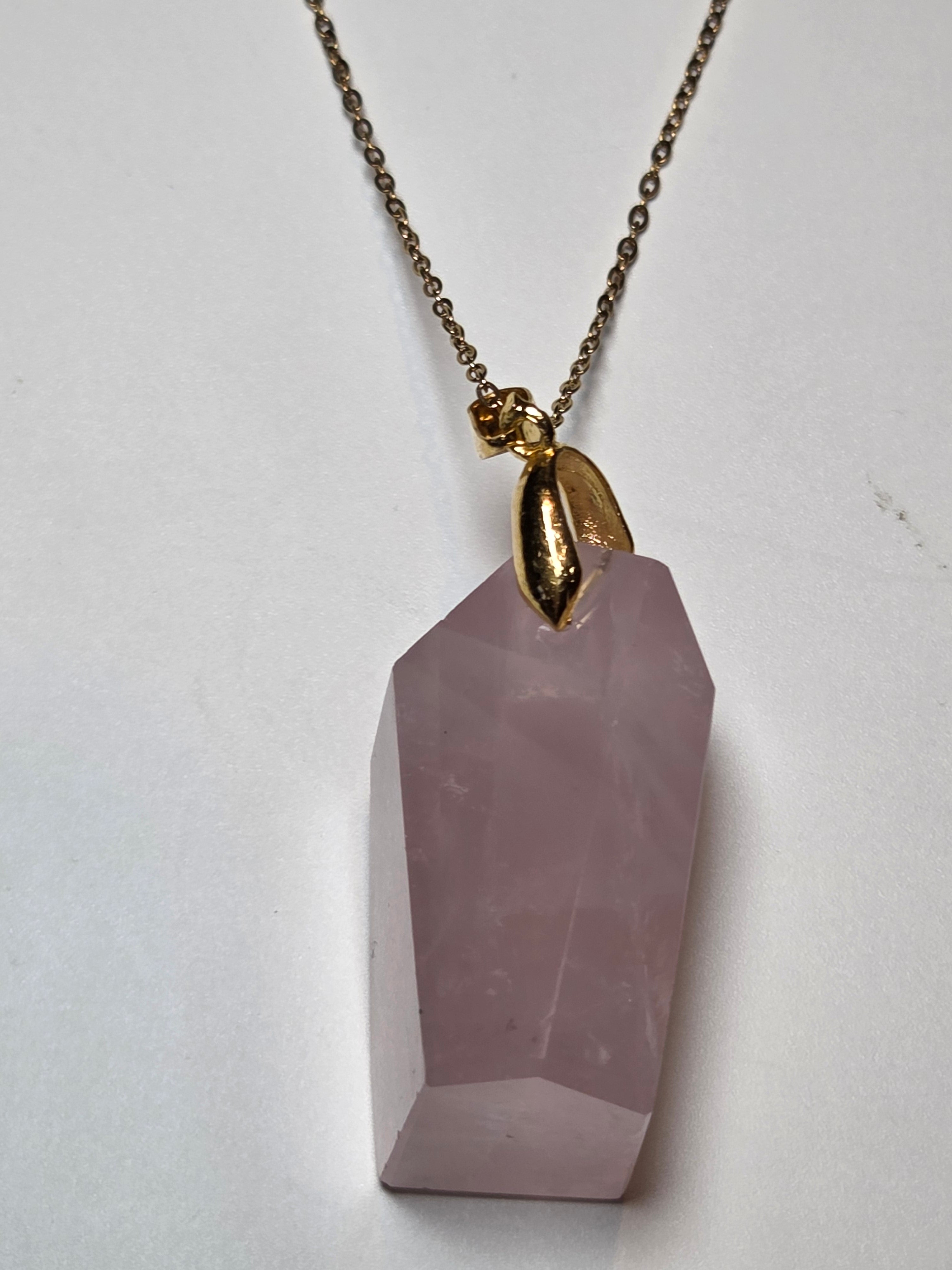 Rose quartz crystal handmade necklace
