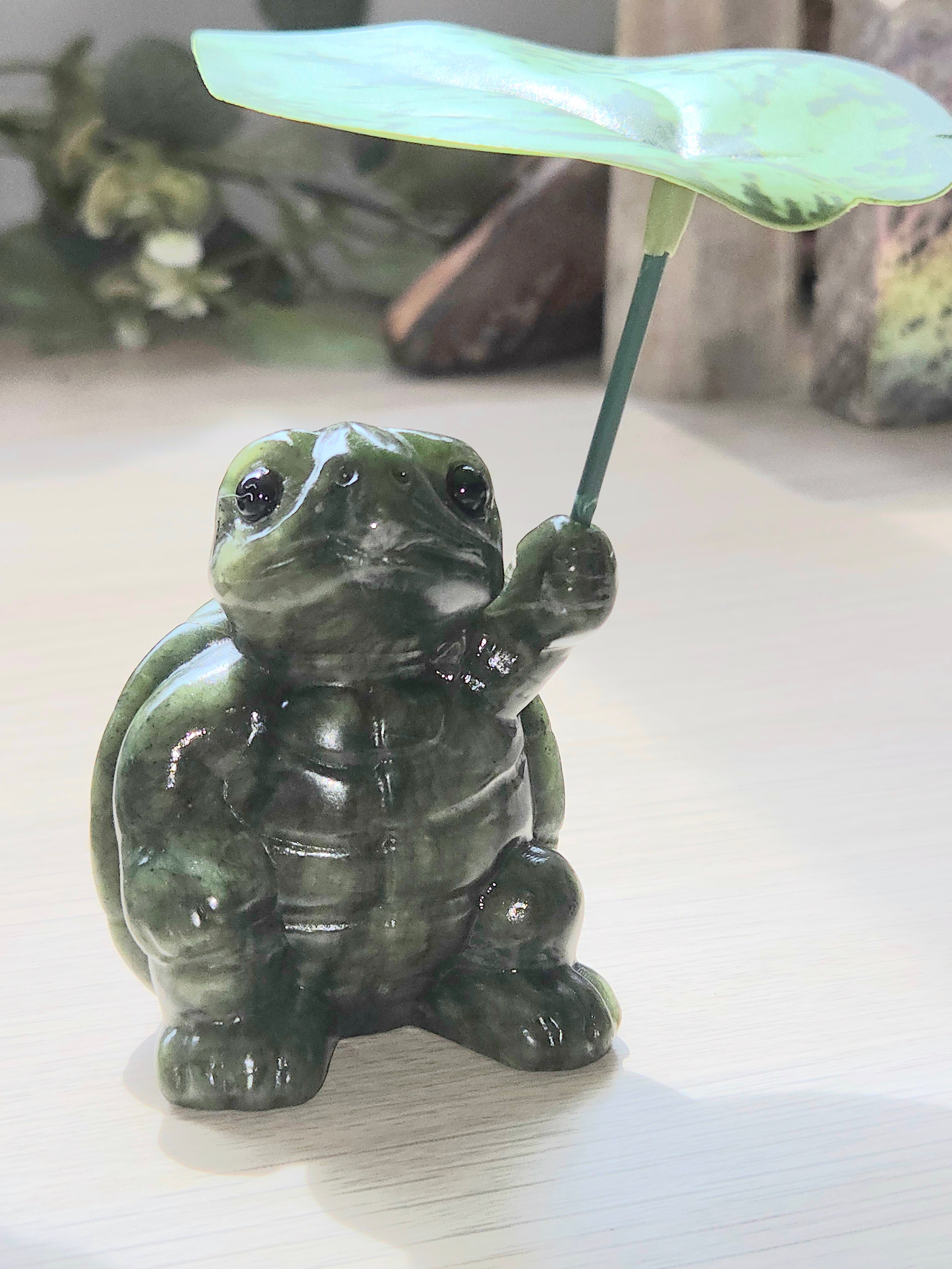 Green jade crystal Turtle carving