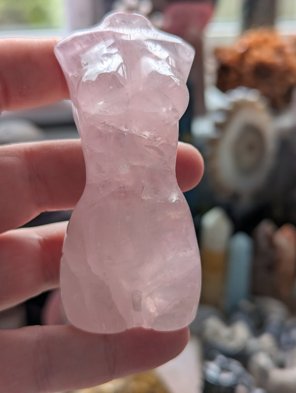 Rose quartz crystal female lady body