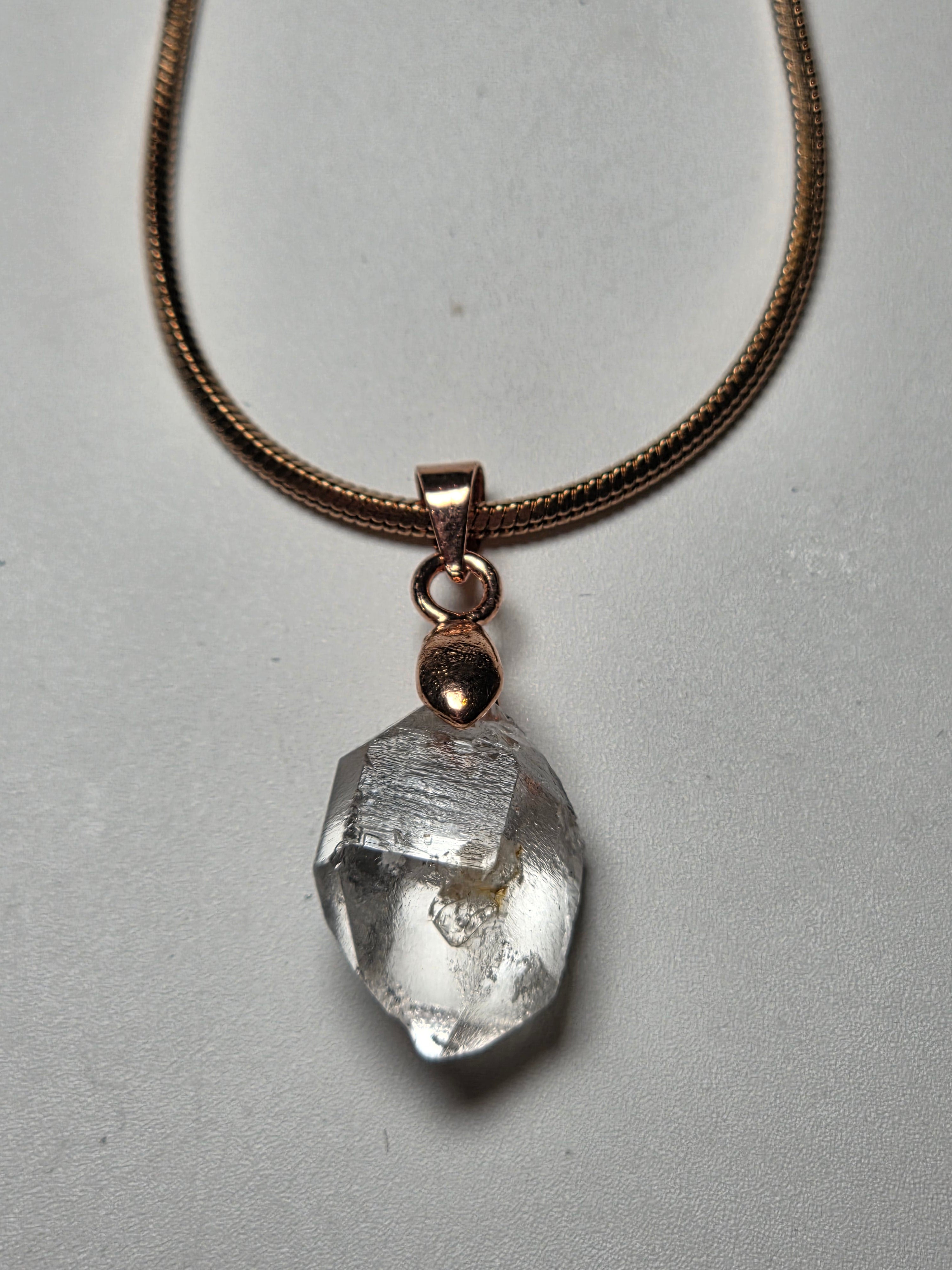 Grade AAA clear quartz crystal handmade necklace wire wrap