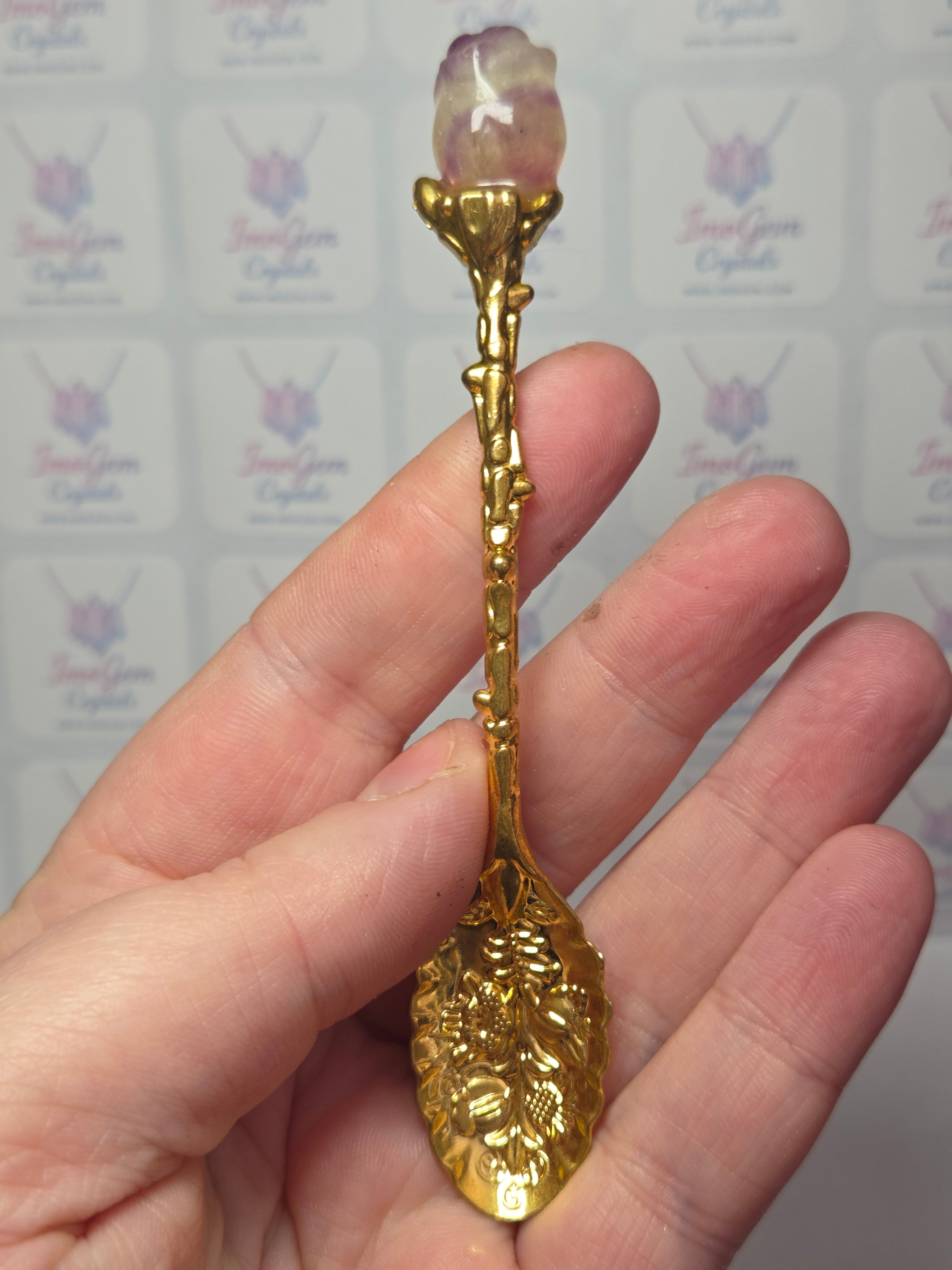 Rosé flourite crystal spoon