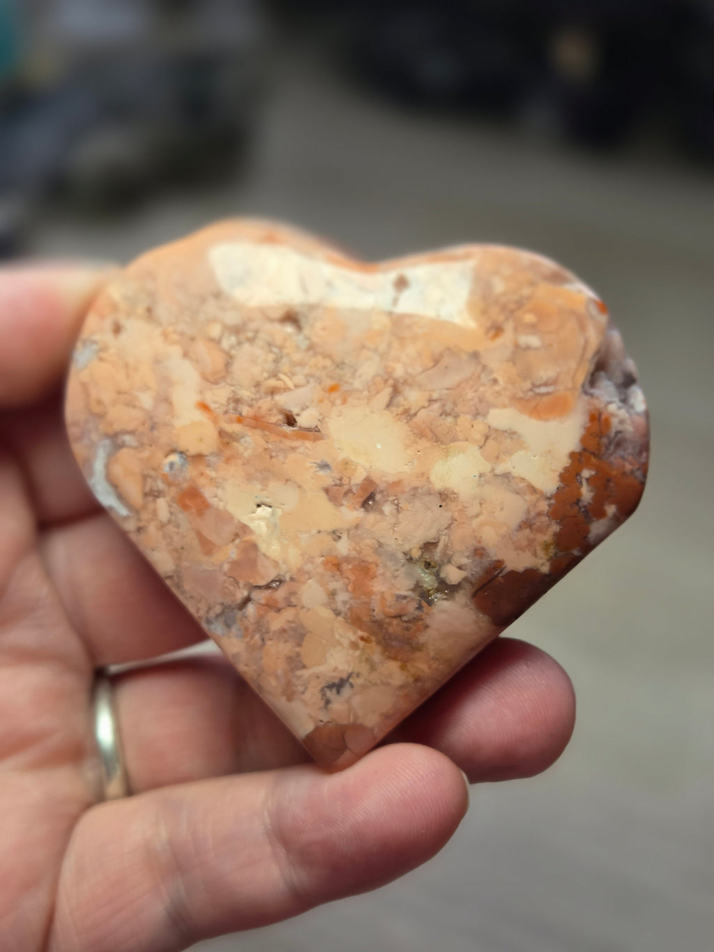 Cotton candy pink agate crystal heart