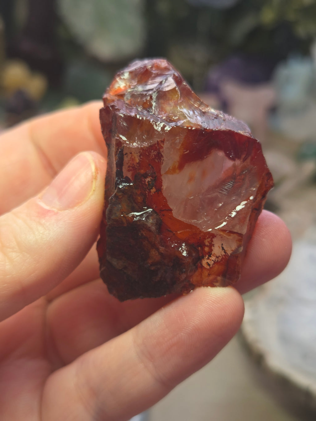 Fire quartz crystal raw specimen