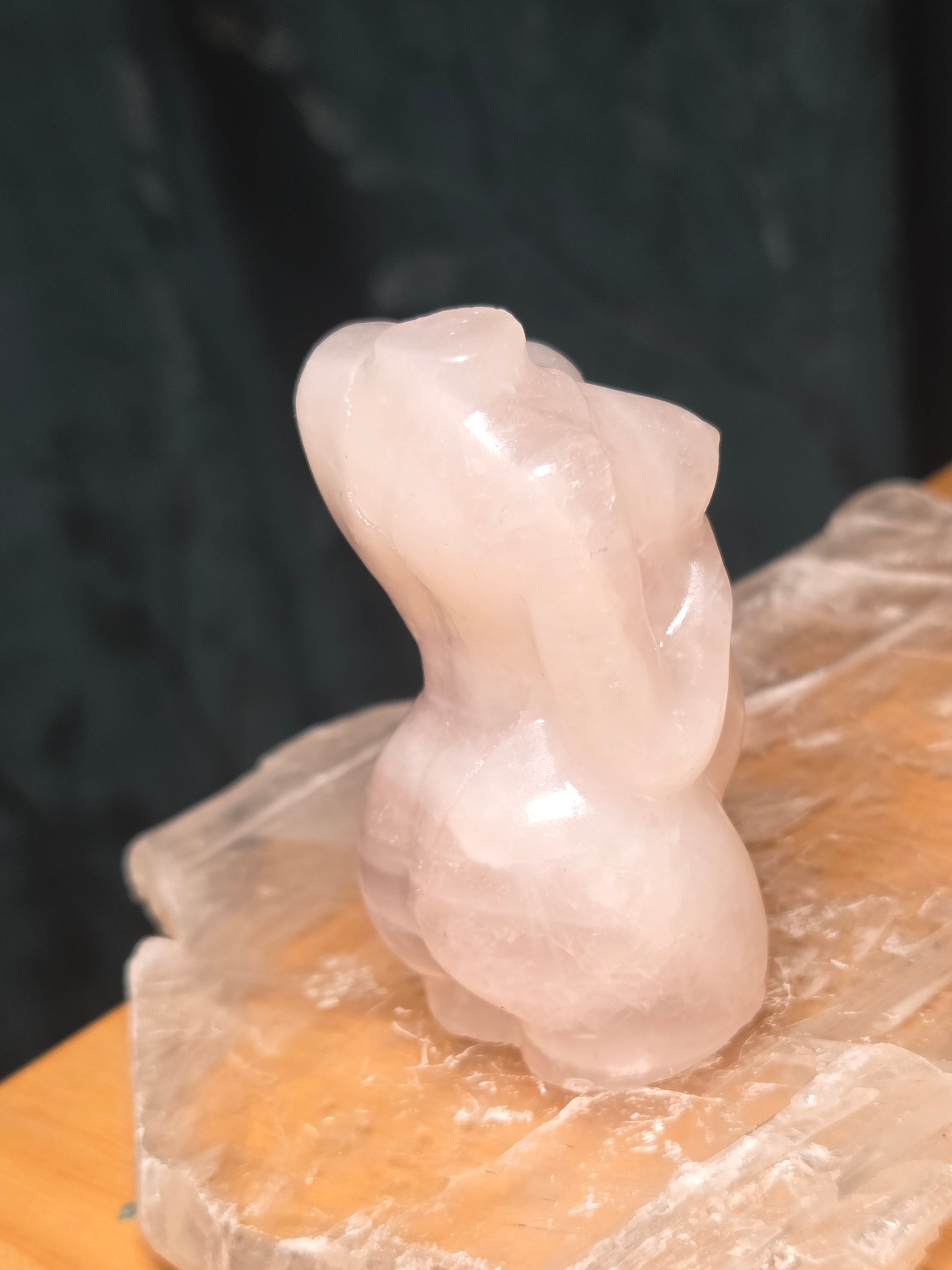 Clear quartz crystal pregnant body carving