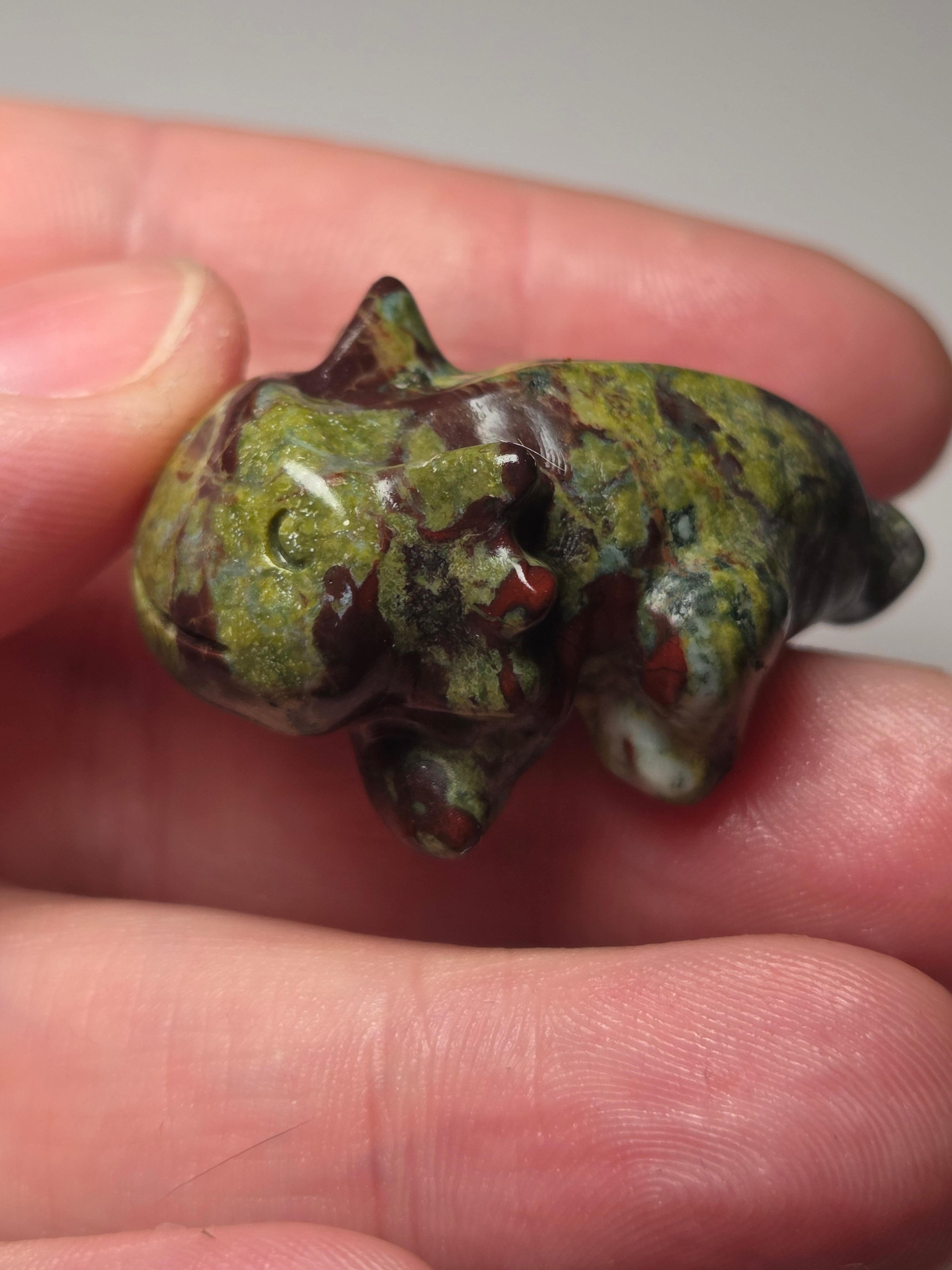 Dragon blood stone crystal axolotl carving