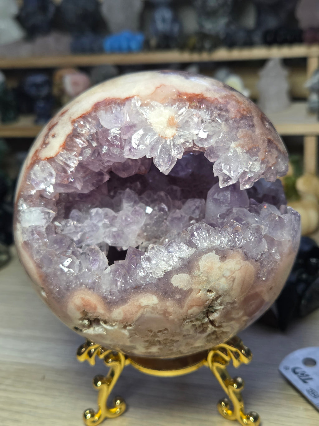 Pink amethyst crystal  sphere 10cm Grade AAAA  was £1250
