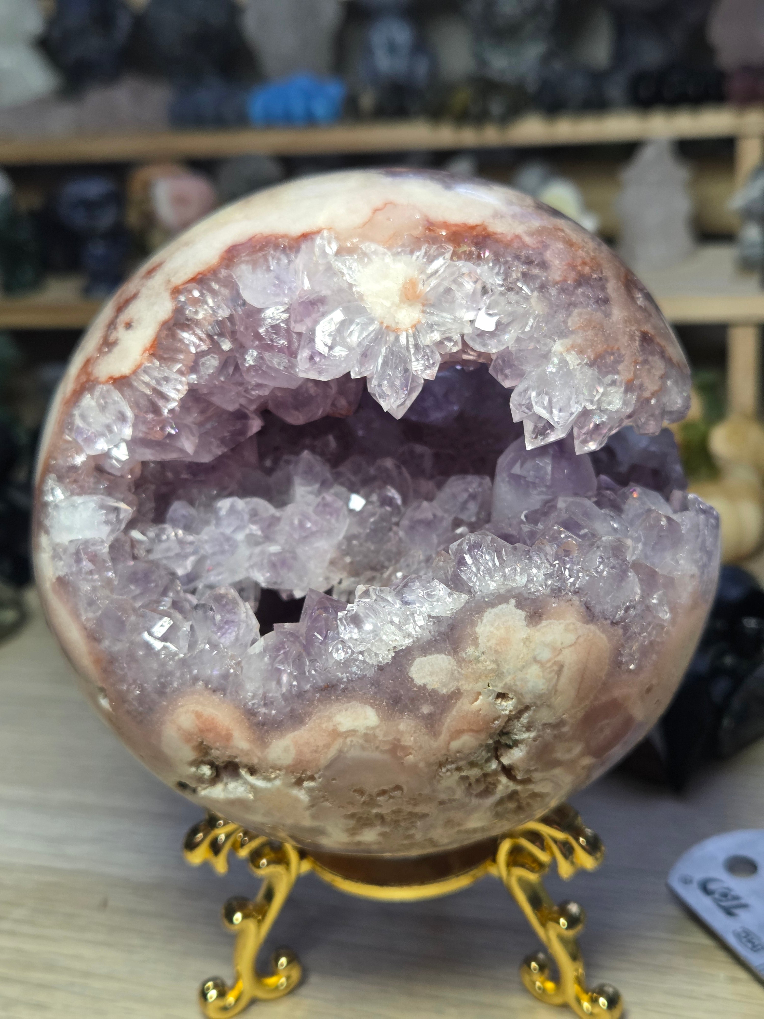 Pink amethyst crystal  sphere 10cm Grade AAAA  was £1250