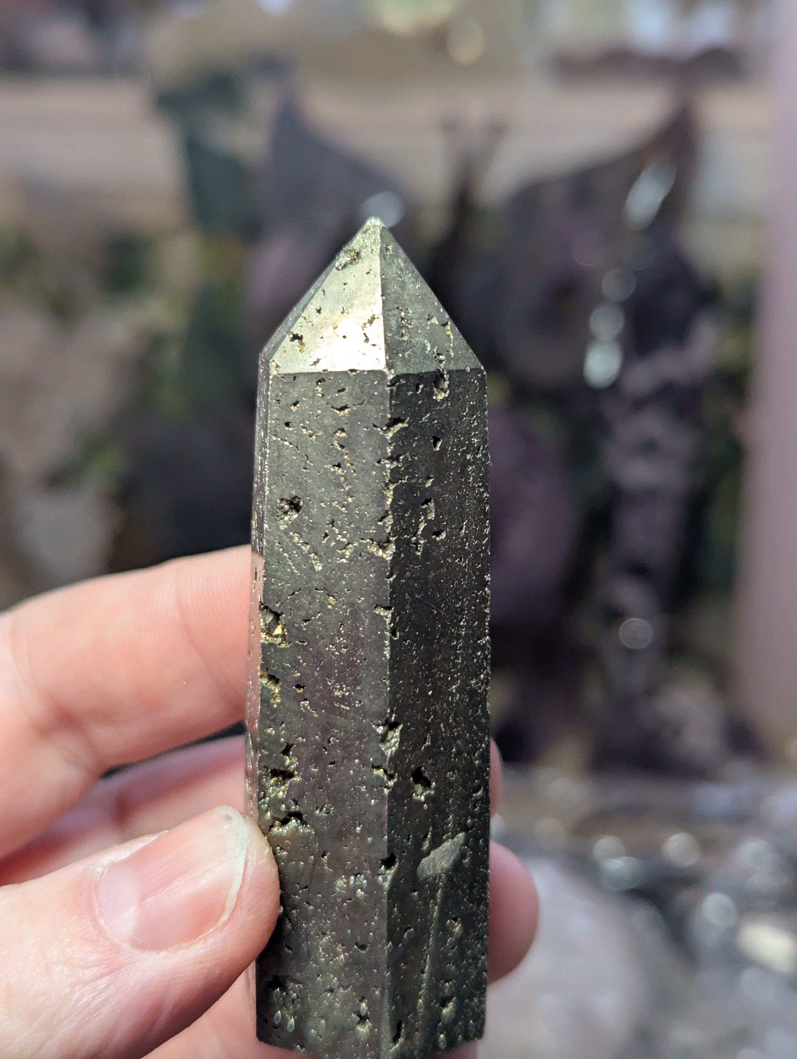 Pyrite crystal tower with quartz