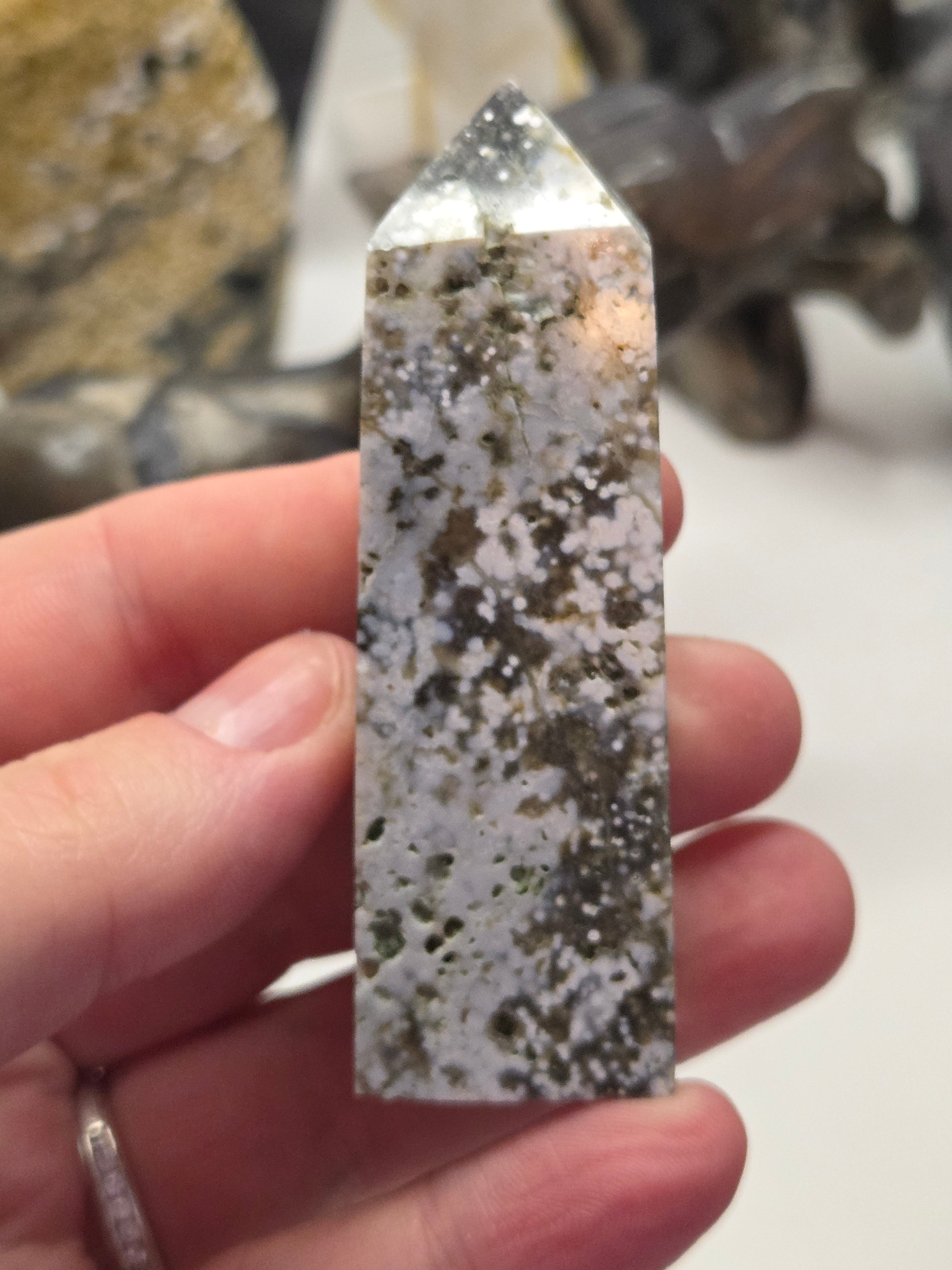 Ocean Jasper crystal tower carving
