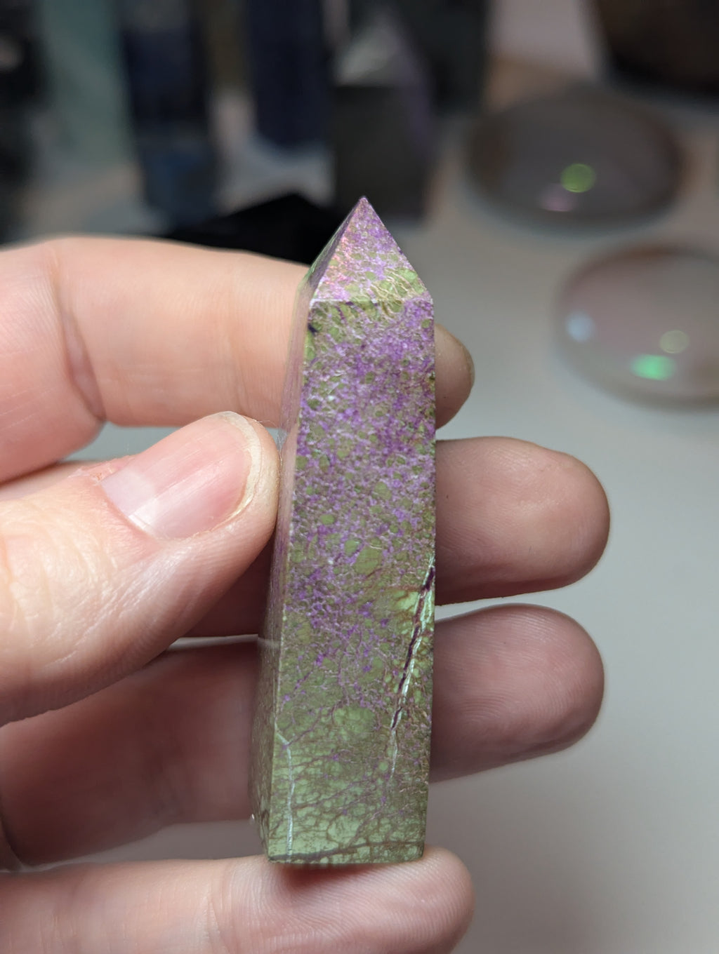 Stichtite crystal tower