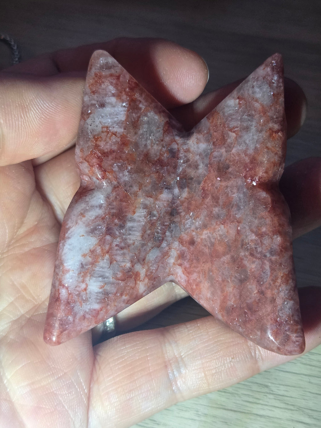 Fire quartz crystal Butterfly carving