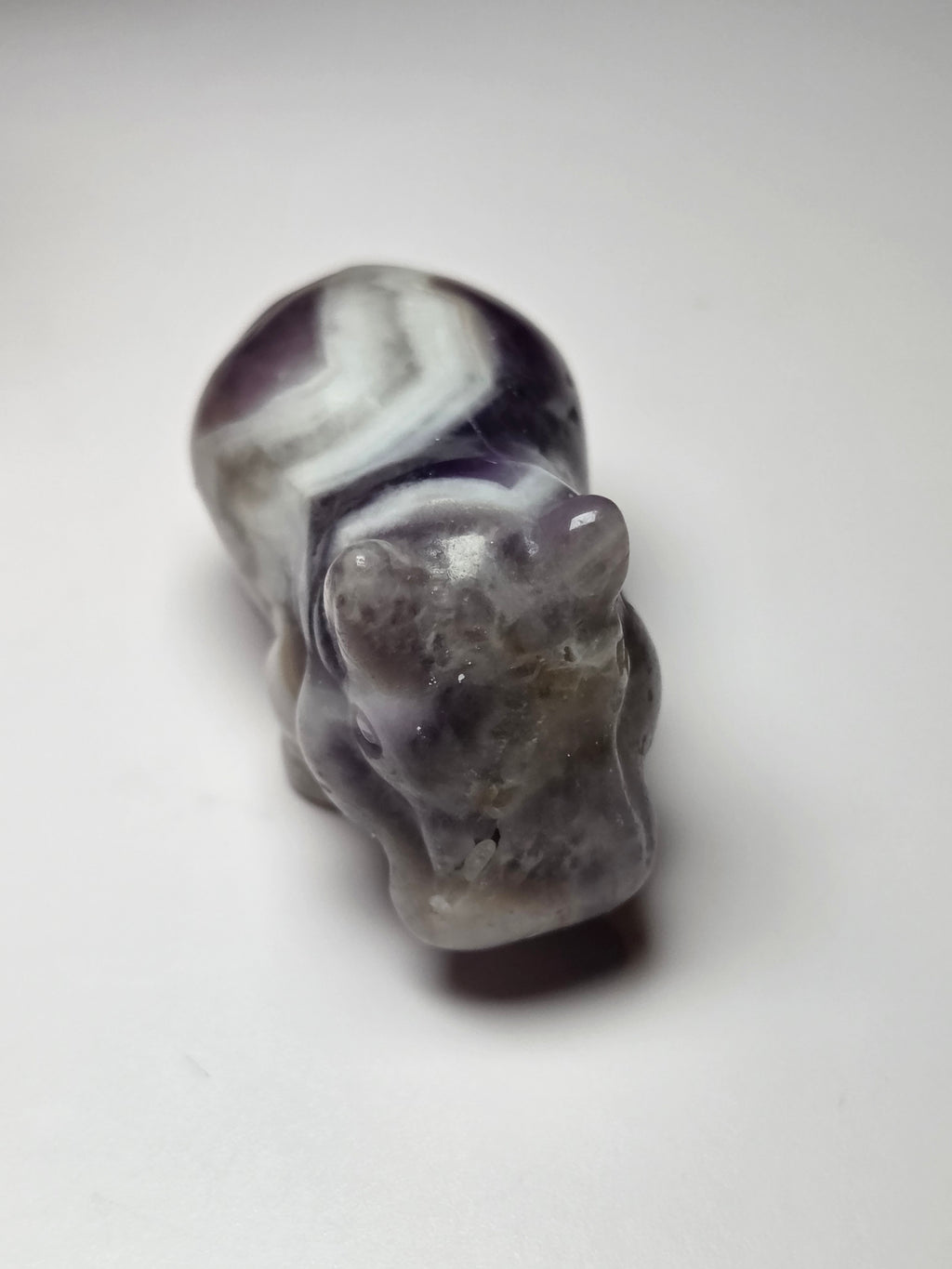 Dream Amethyst crystal hippo carving