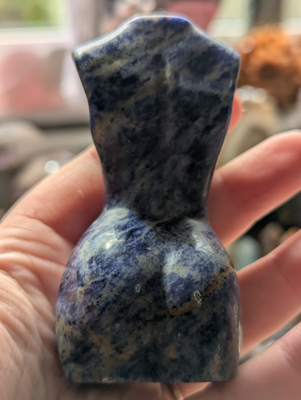 Sodalite crystal lady body carving