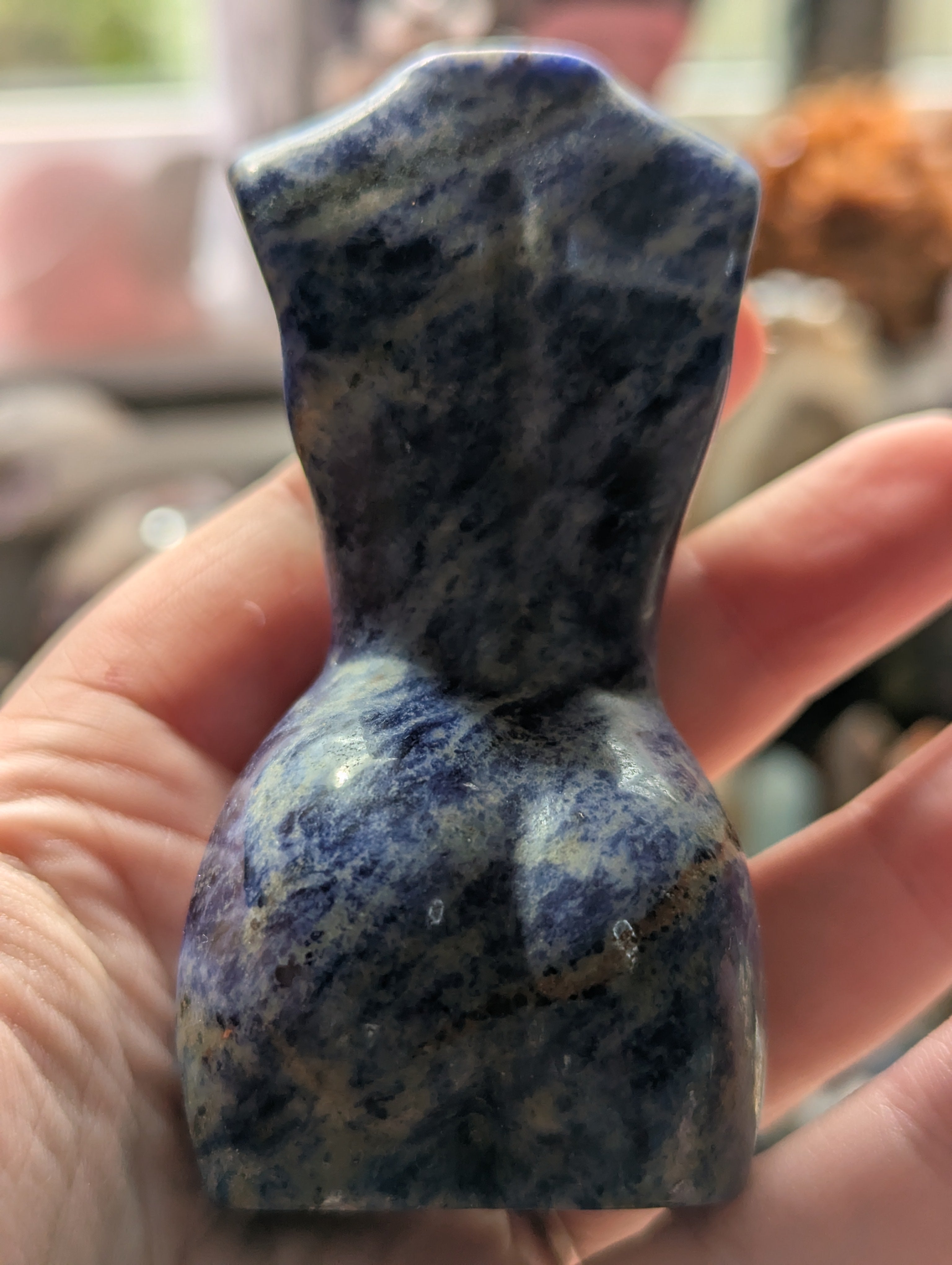 Sodalite crystal lady body carving