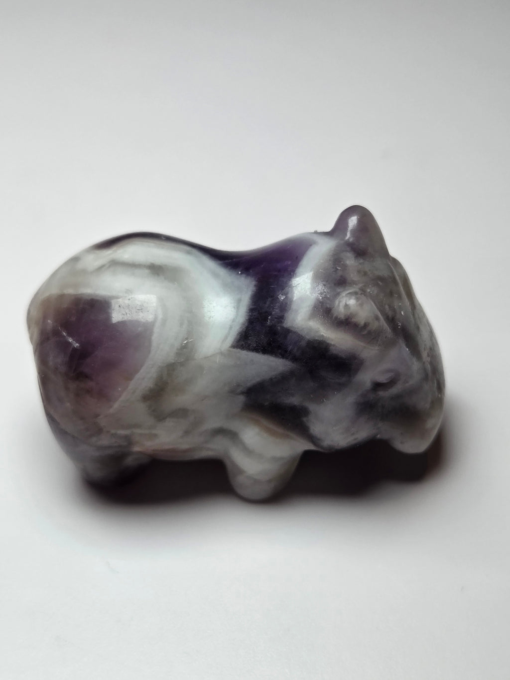 Dream Amethyst crystal hippo carving