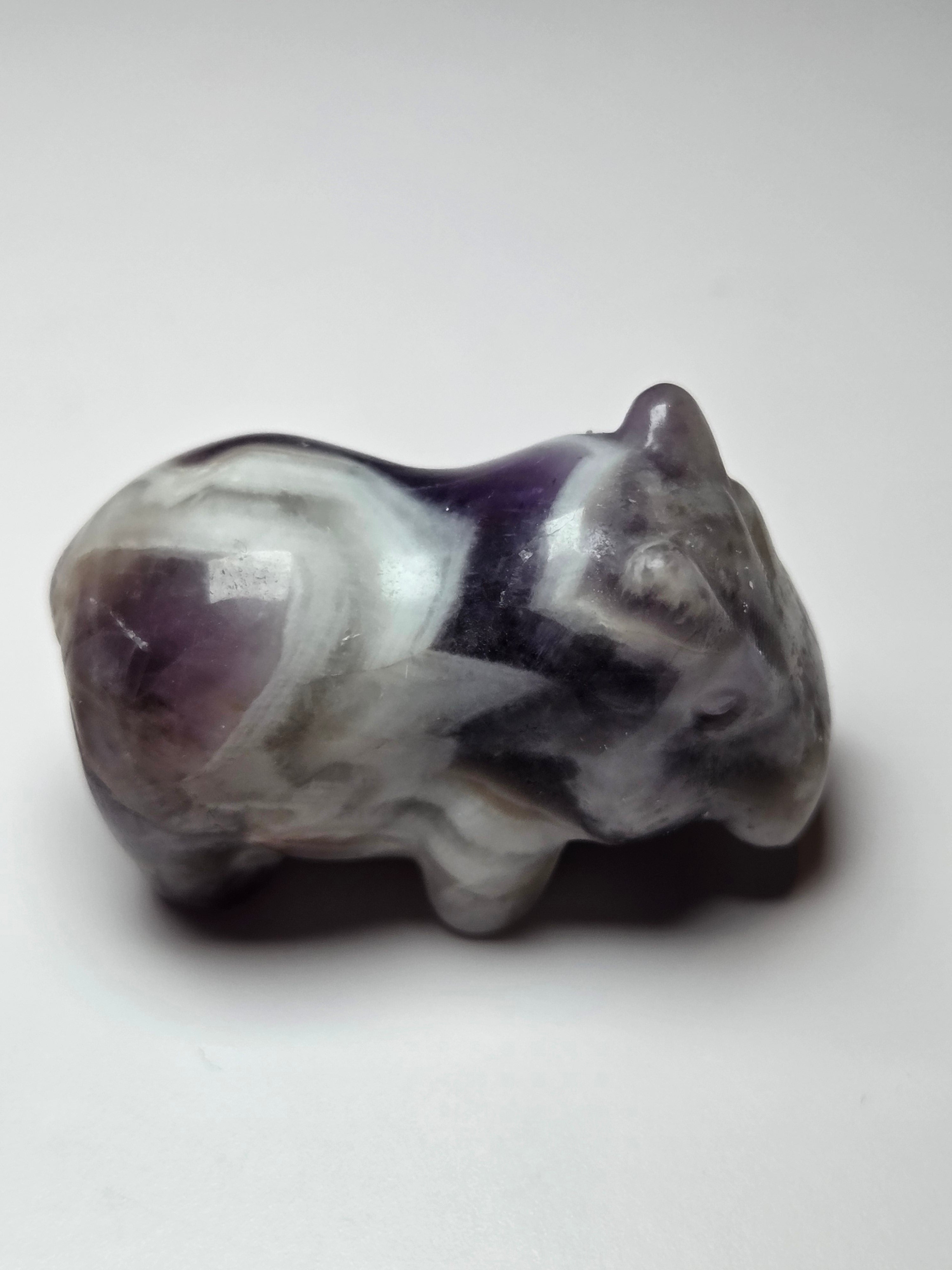 Dream Amethyst crystal hippo carving
