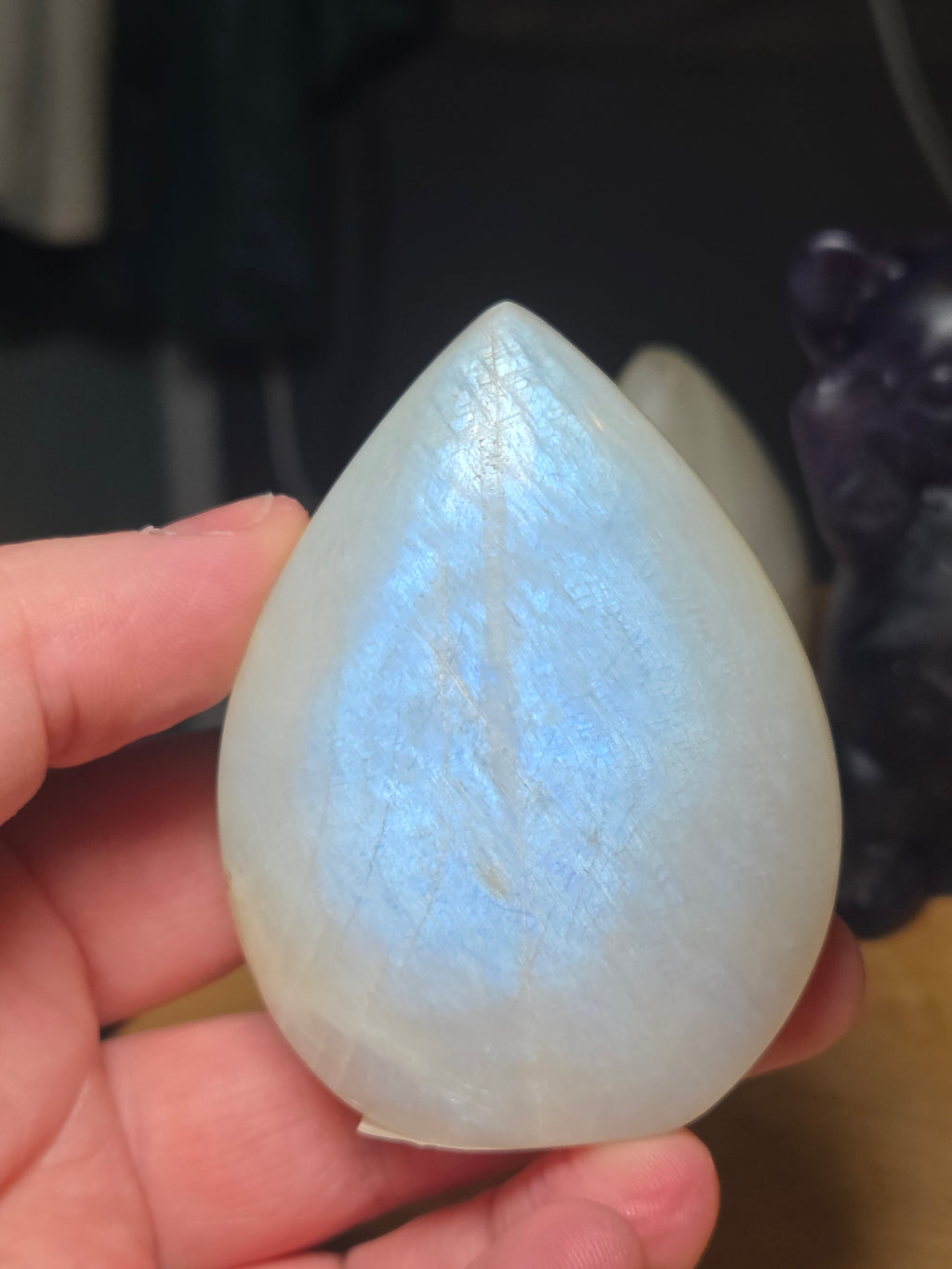 Rainbow moonstone crystal tear drop freeform