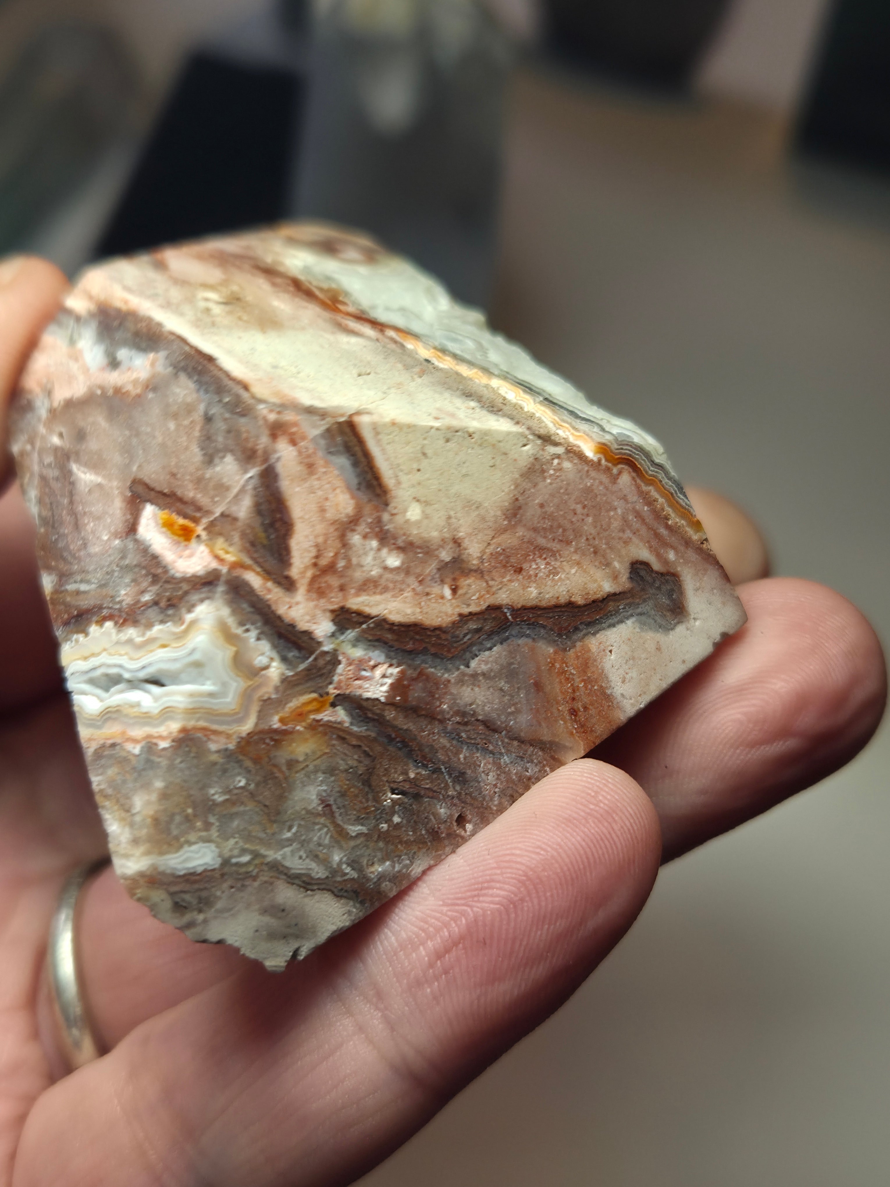 Crazy lace agate crystal freeform with imperfections